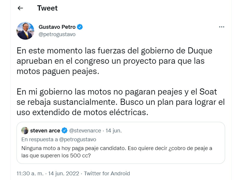 Cobro De Peajes A Motos De M S De Cent Metros C Bicos En Colombia