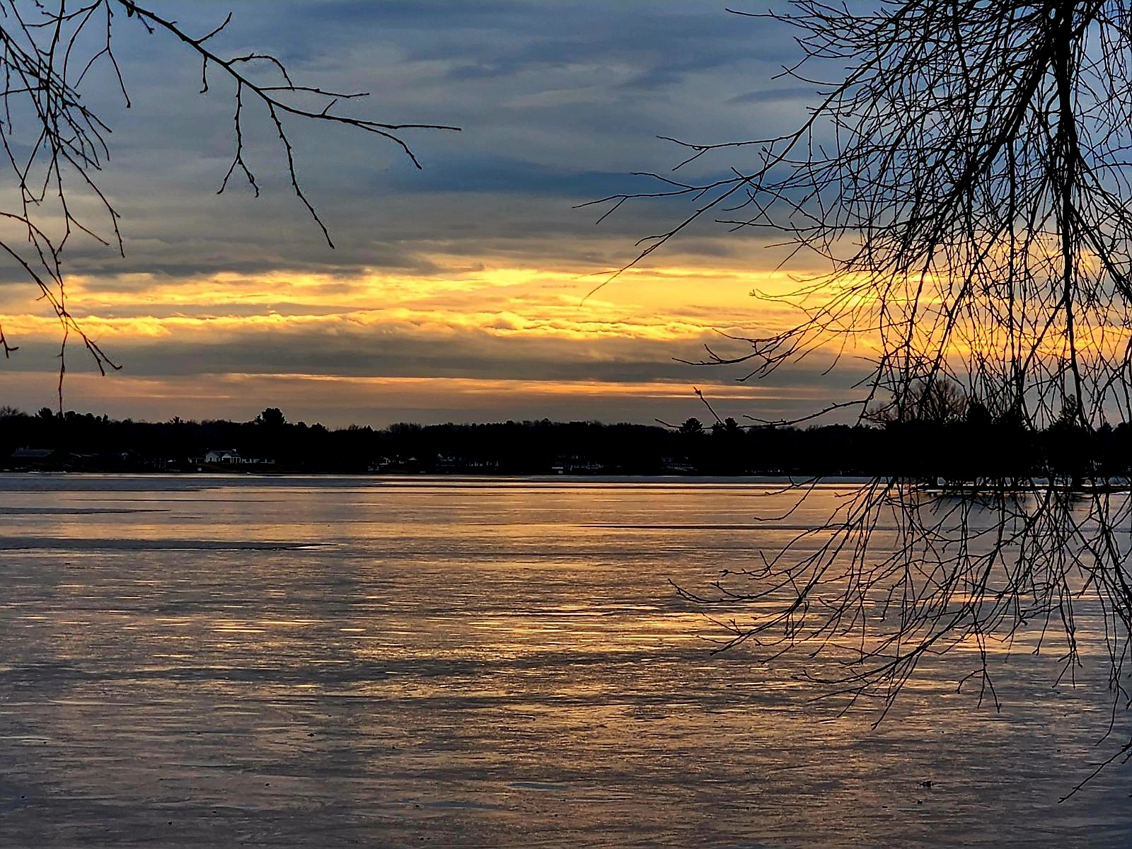 Icy sunset on Lake Cadillac 