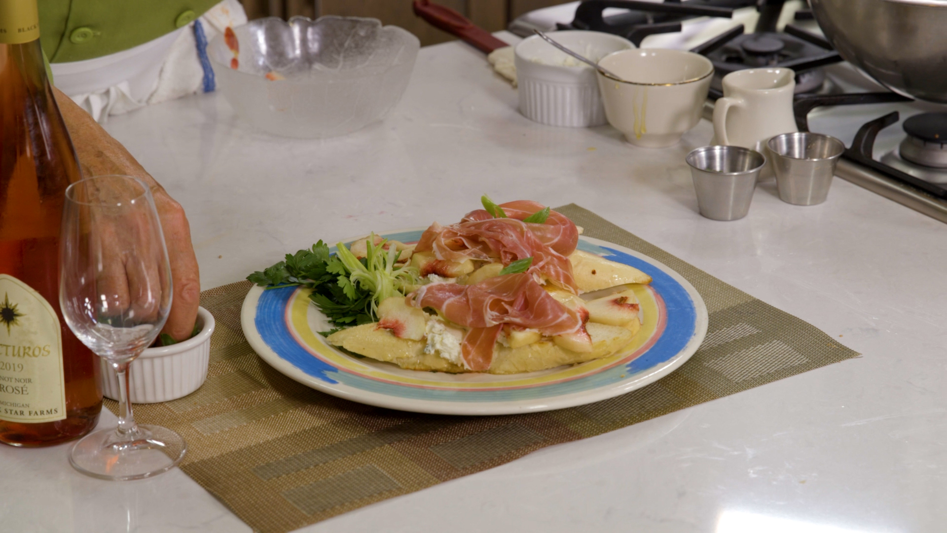 Cooking With Chef Hermann: Goat Cheese Crostata with Peaches and Prosciutto