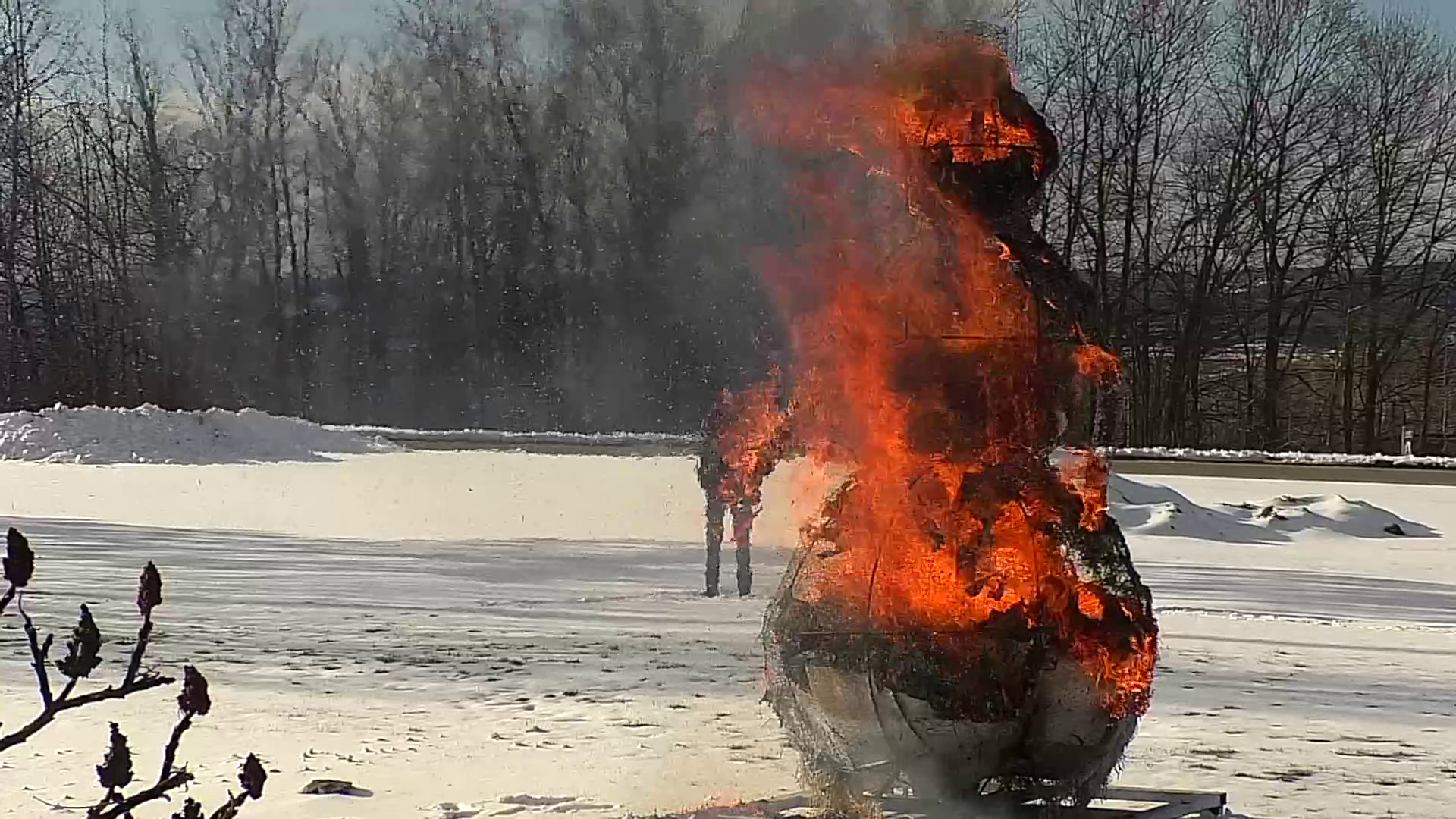 Postponed twice, LSSU students finally get a chance to burn a snowman