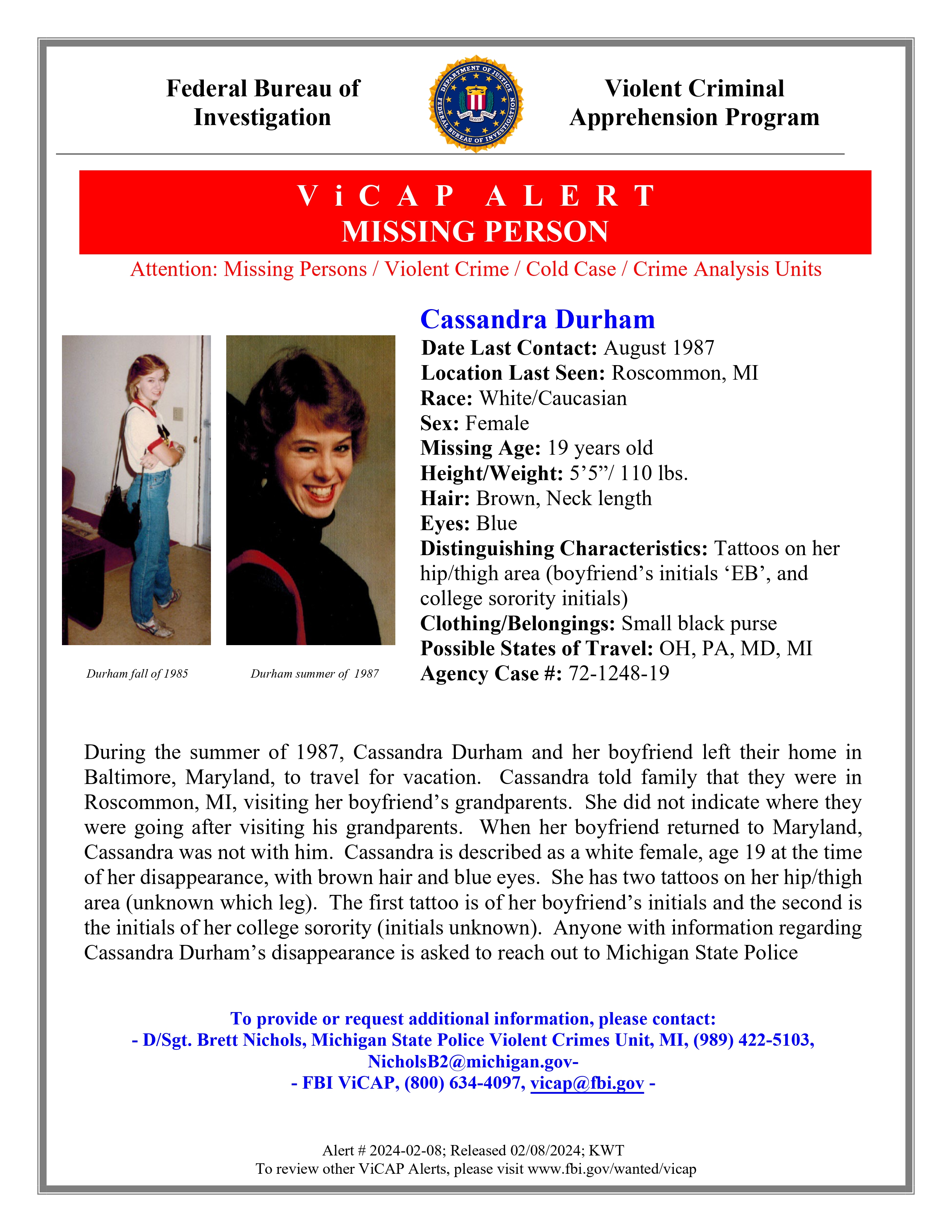 Cassandra Durham flyer