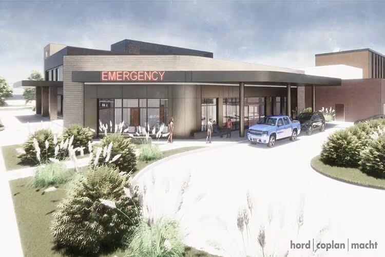 Artist rendering of a new Emergency Department and After Hour Care entrance at MyMichigan Medical Center Clare.