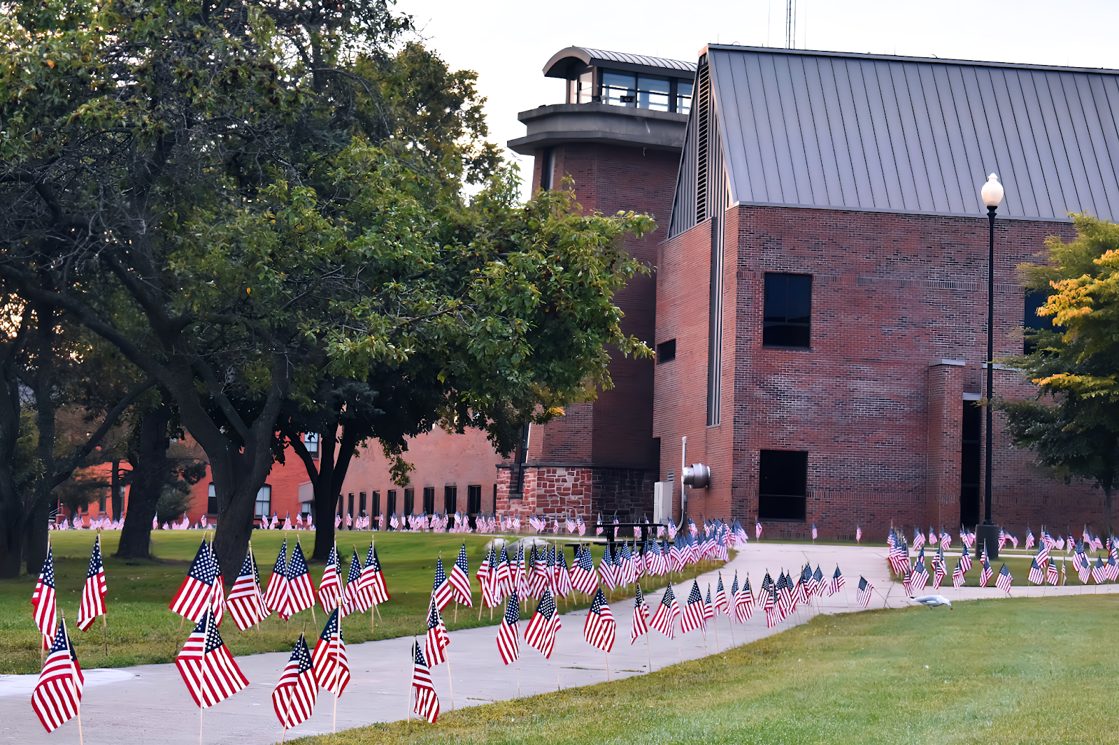 More than 3,000 American flags were placed around campus.