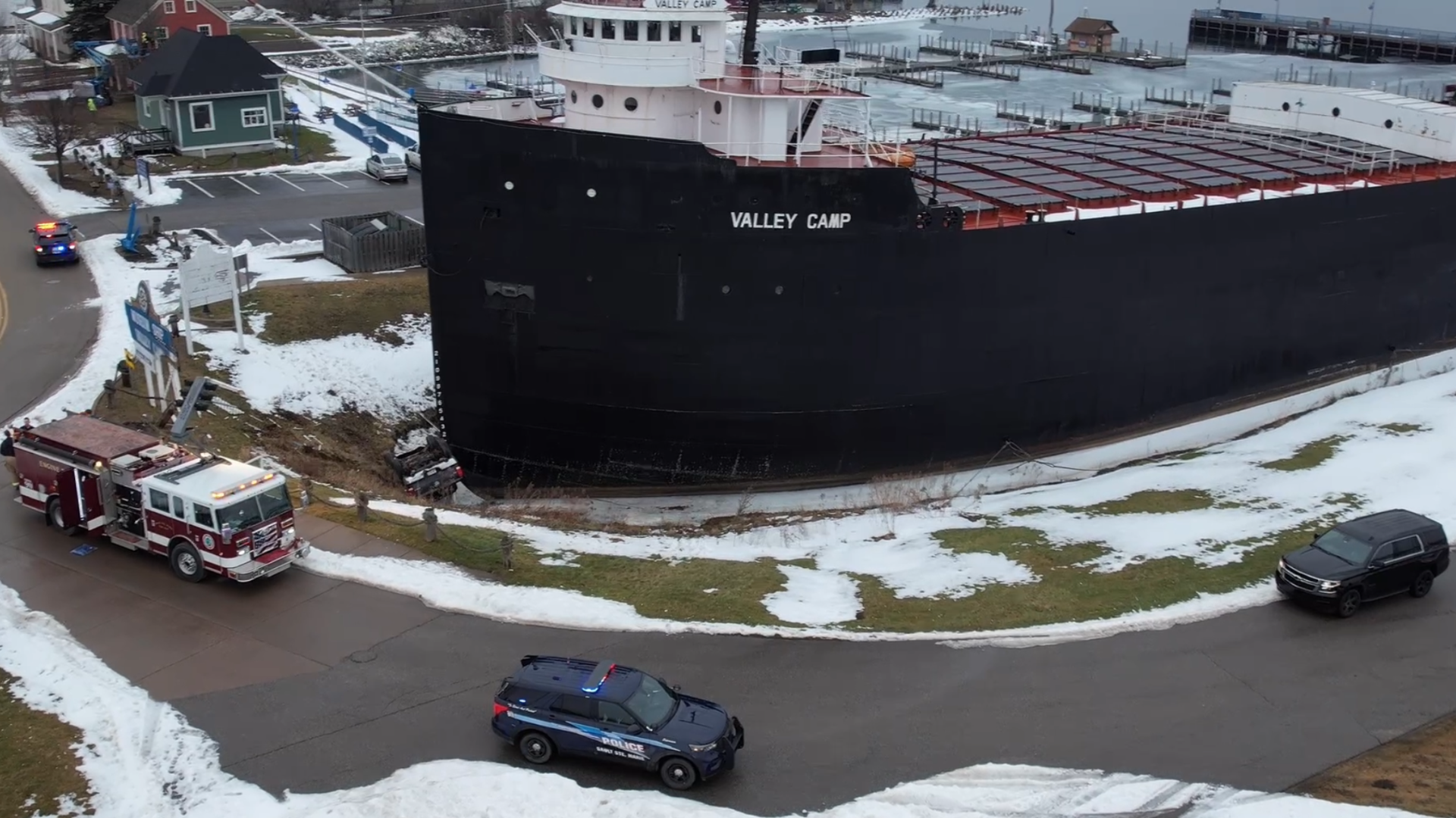 Truck crashes into historic ship in Sault Ste. Marie, driver injured