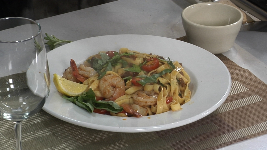 1189 Chorizo Poached Shrimp Fettuccine 9...