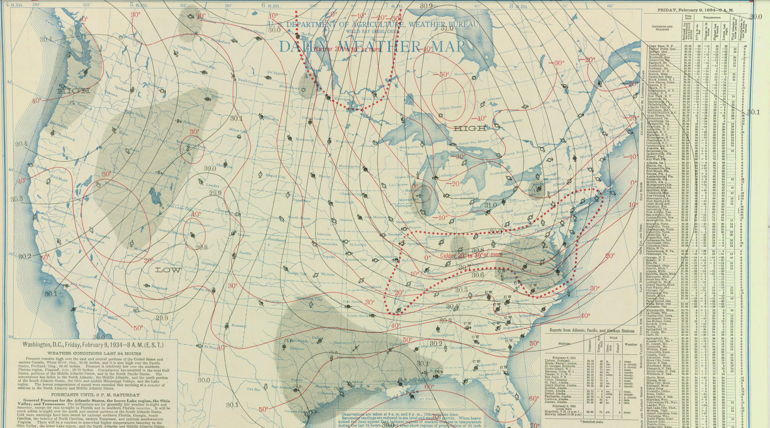Feb.9 1934 Weather Map