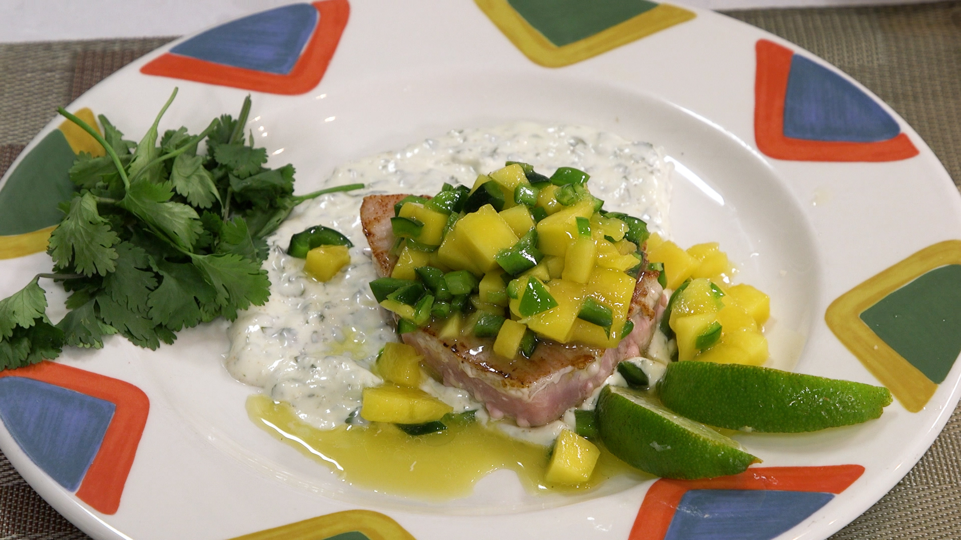 Seared Tuna With Mango And Cilantro Aioli