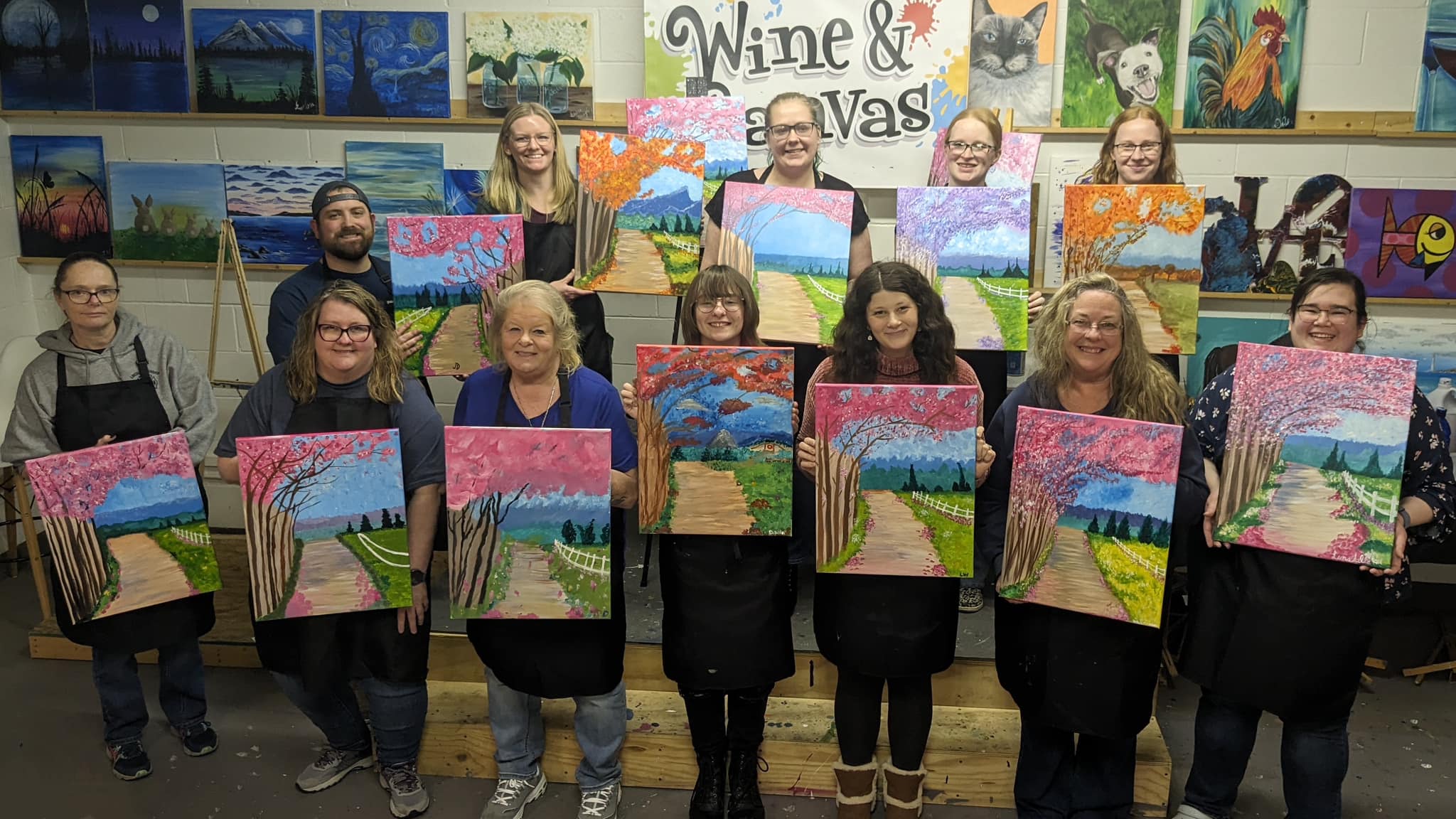 Enjoy a few sips while you create your masterpiece at Wine & Canvas in Cadillac
