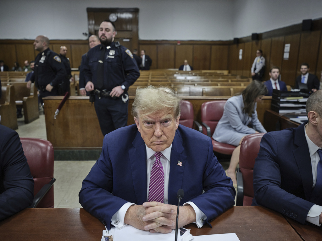Former President Donald Trump appears at Manhattan criminal  in New York, Friday, April 19, 2024.
