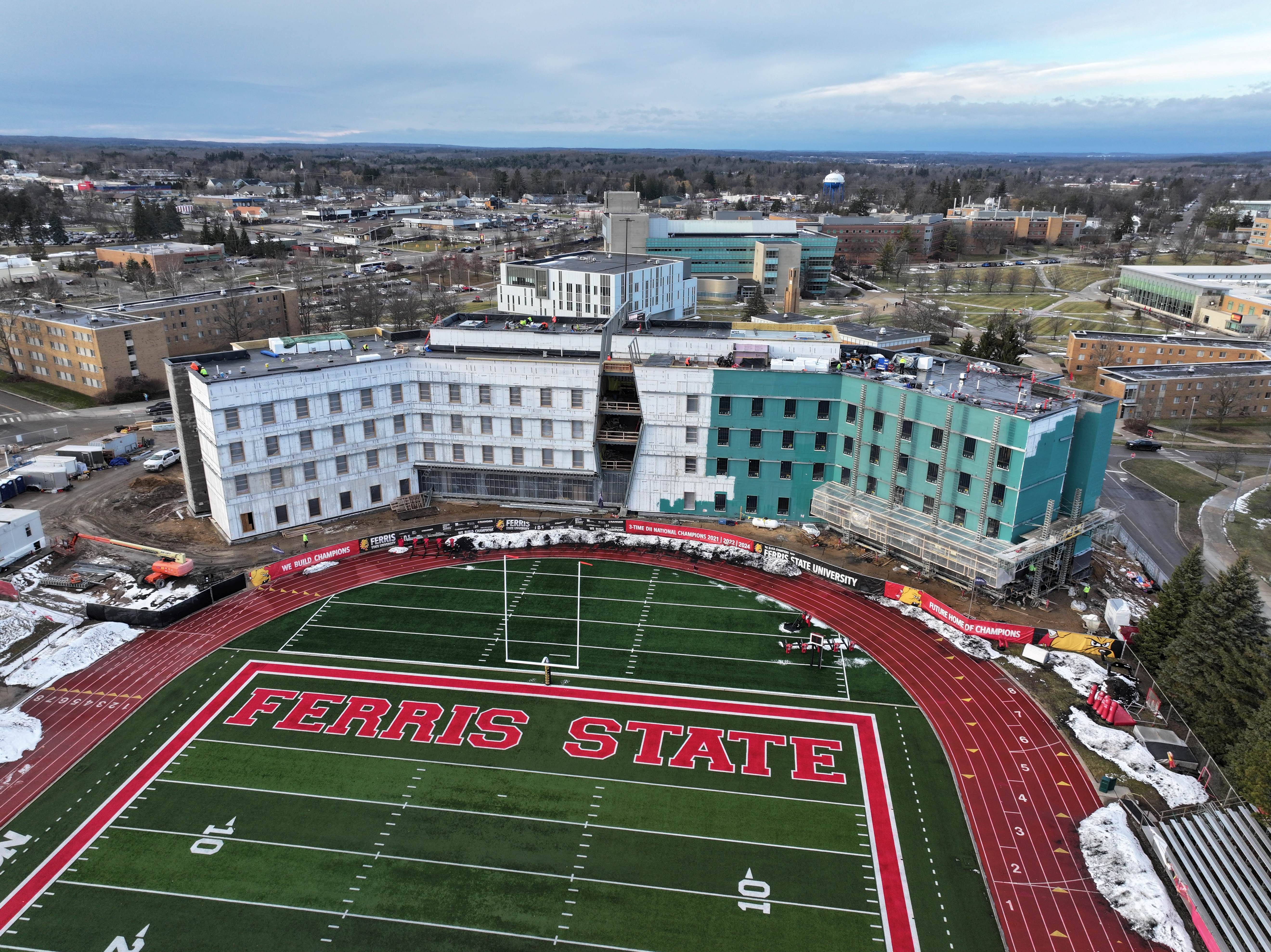 Ferris State $38 million residence hall with stadium view to open for fall semester