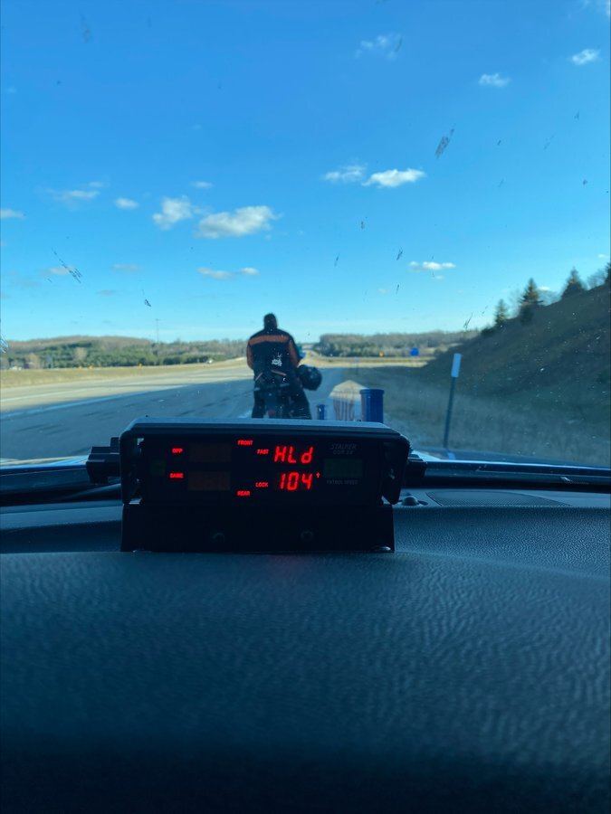 Man, charged for drag racing, pulled over again for going 104 mph on motorcycle