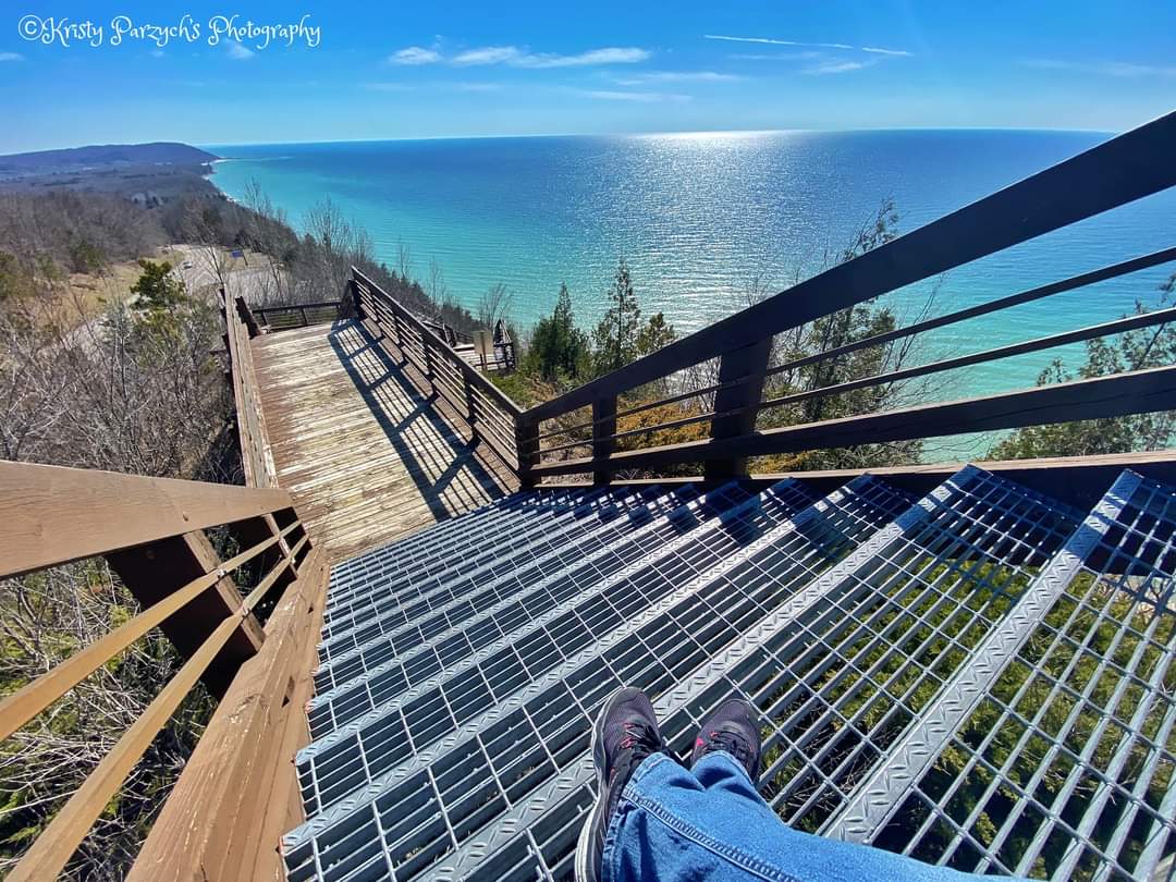 The stairs to see the Beauty of lake Michigan is so worth it