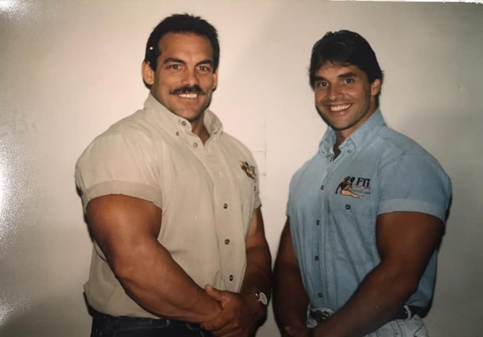 A young Vern Gauthier (right) poses next to his brother and fellow body builder Jeff Gauthier.