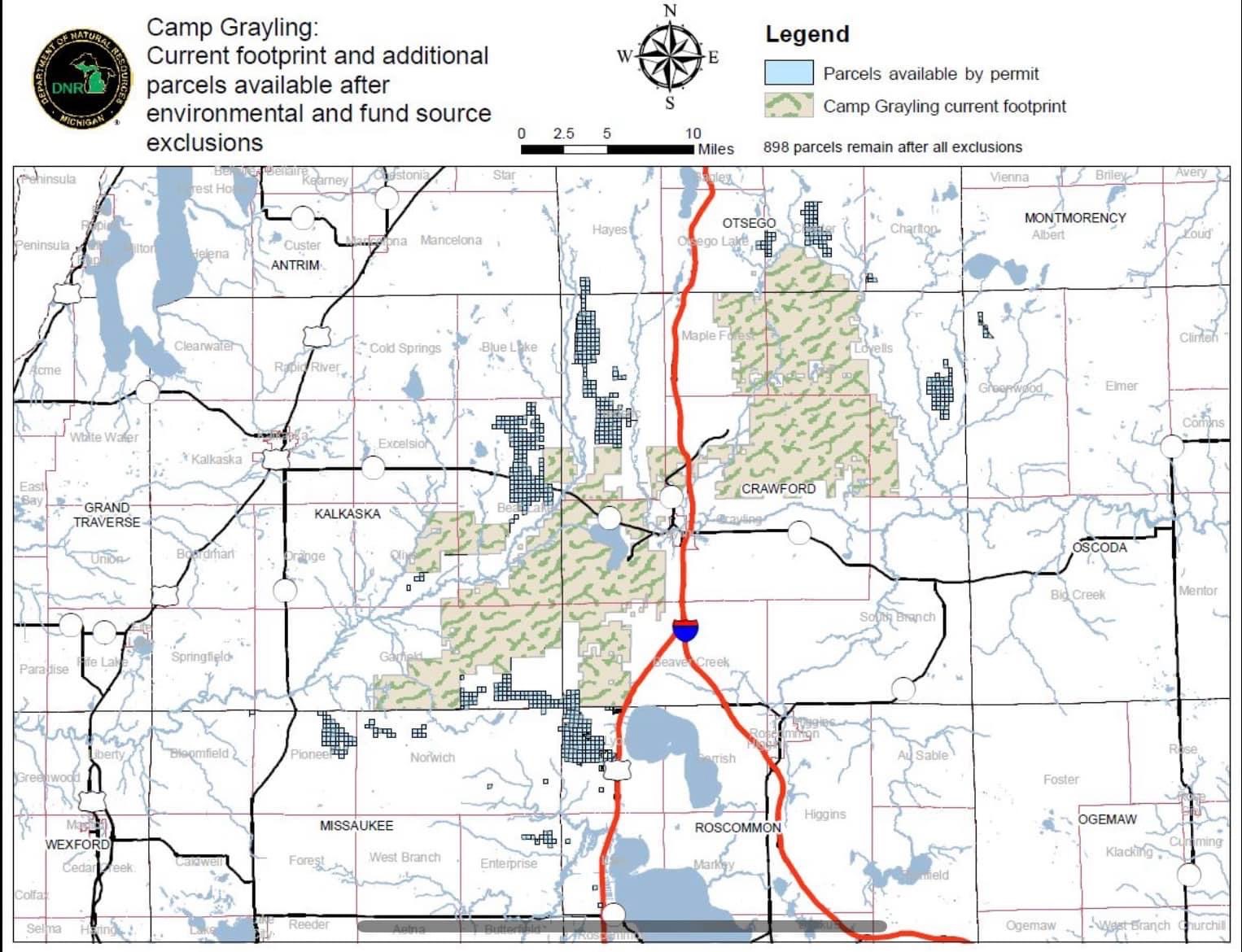 Map of Parcels the National Guard Can Use