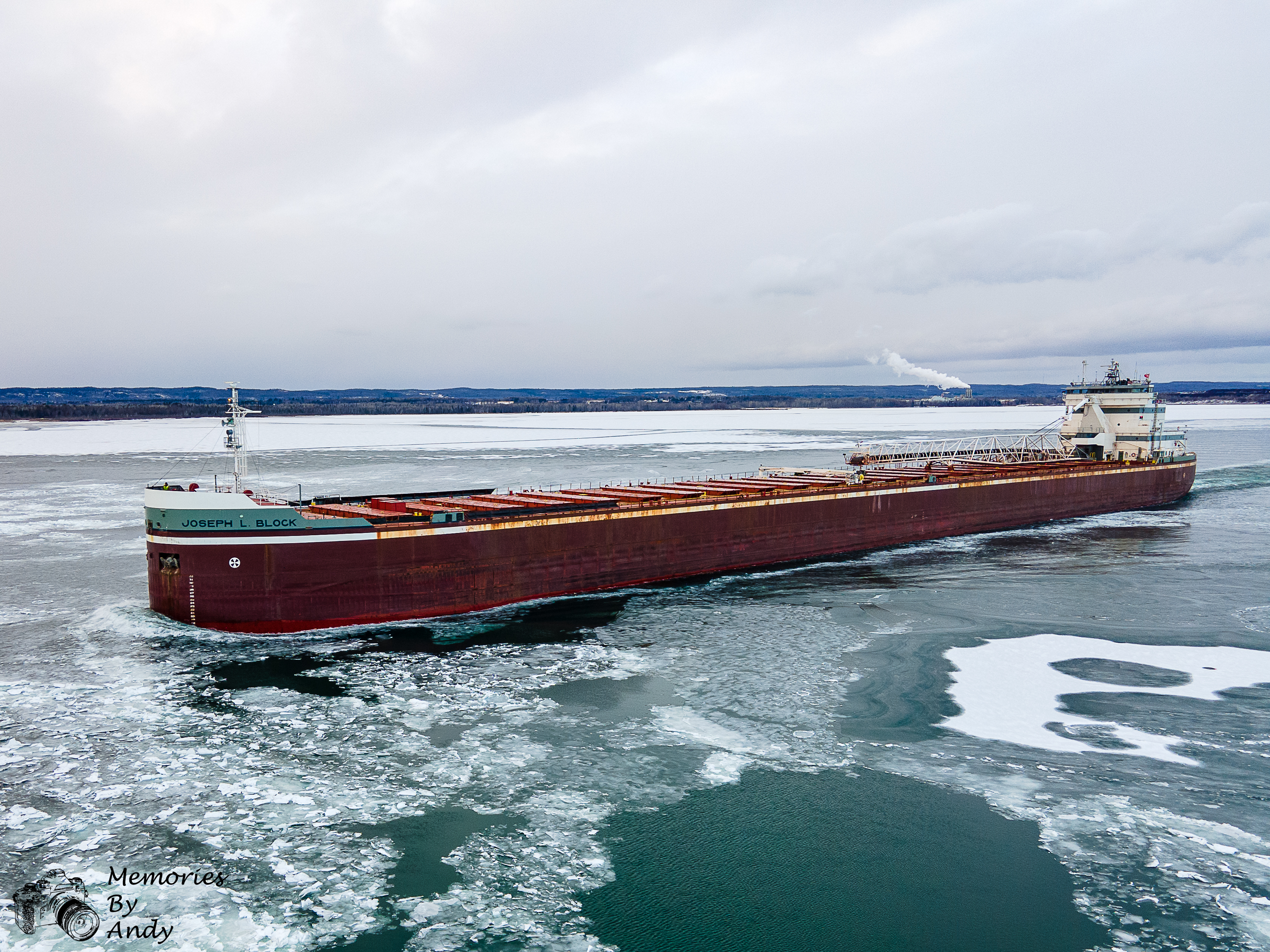 The Joseph L. Block pictured after going through the Soo Locks upbound on the opening day of the locks.