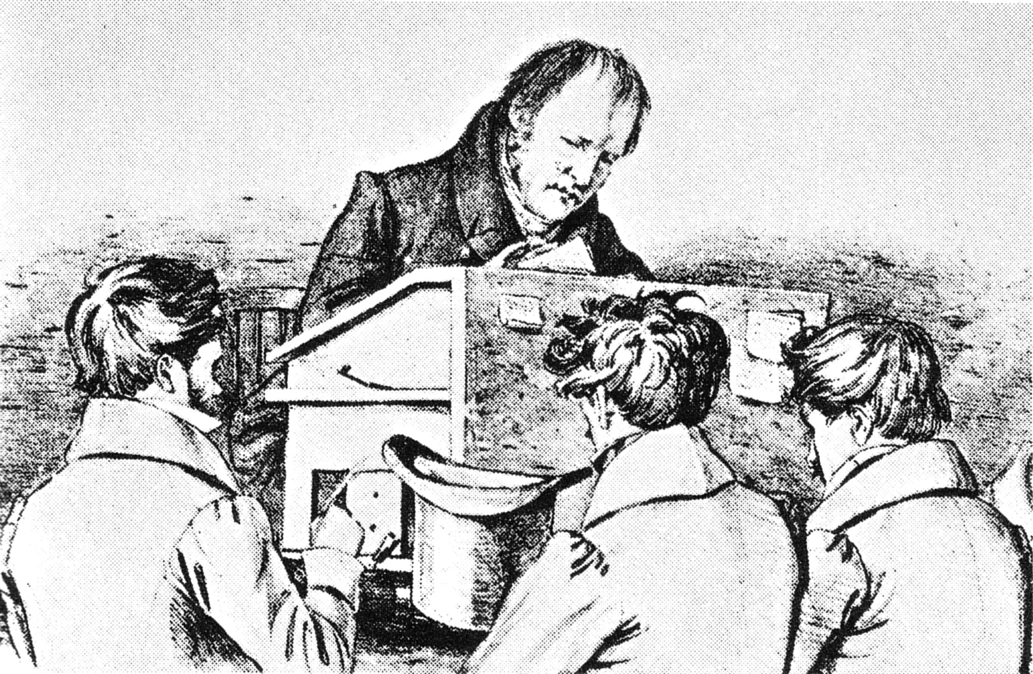 Hegel con sus alumnos. Litografía de Franz Kugler.
