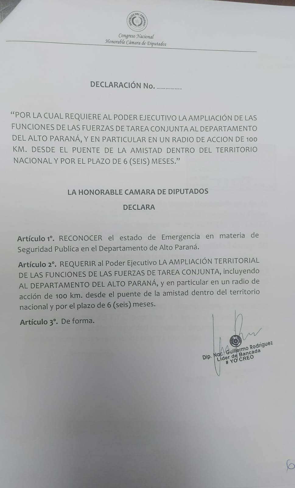 Inseguridad en Ciudad del Este causa “tiroteo” en Cámara de Diputados