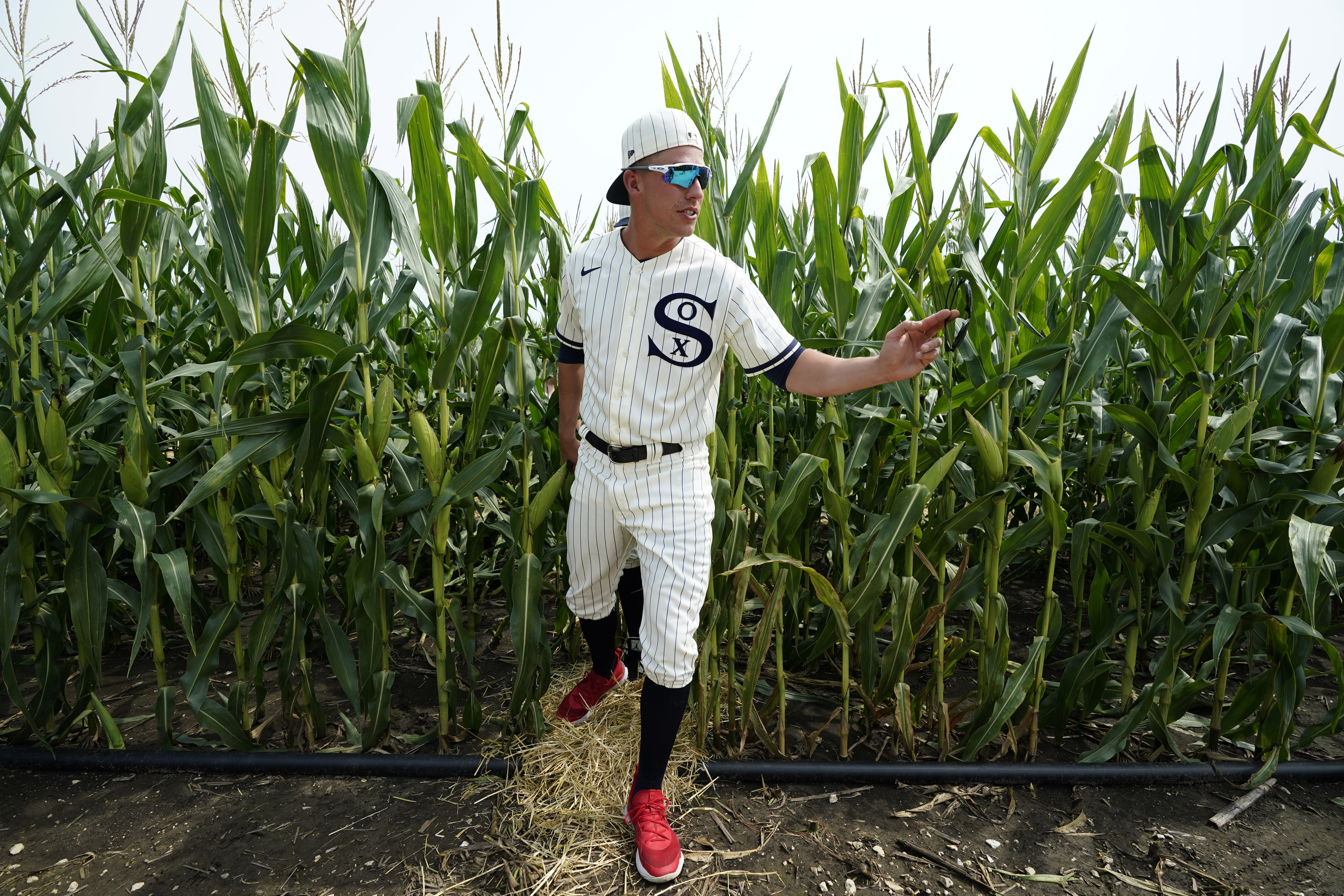 Dyersville, United States. 12th Aug, 2021. The New York Yankees watch as  the Chicago White Sox maintain a 7-4 lead during the eighth inning of the MLB  Field of Dreams Game in