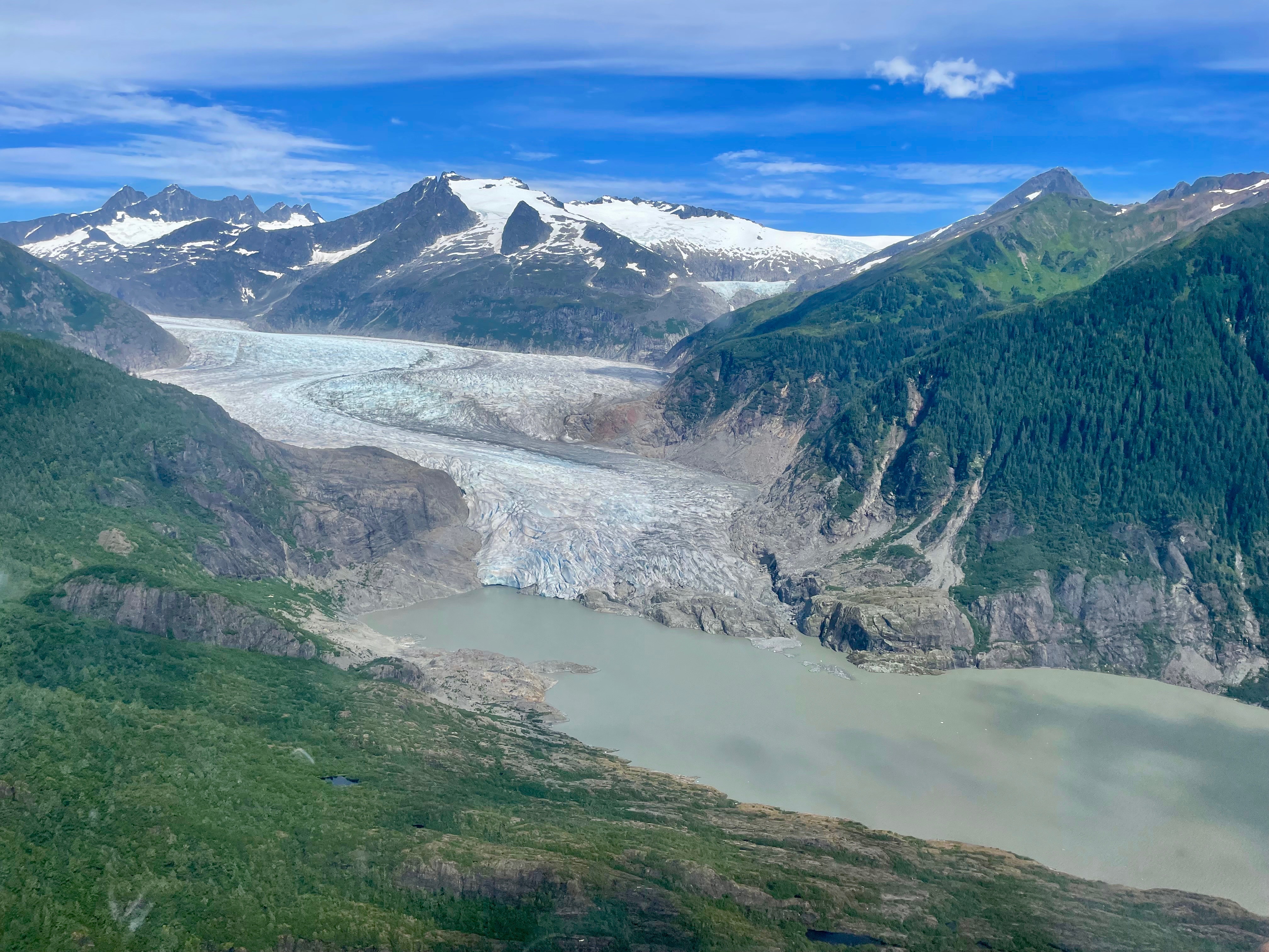Mendenhall Glacier is pulling its icy toe from the lake it created