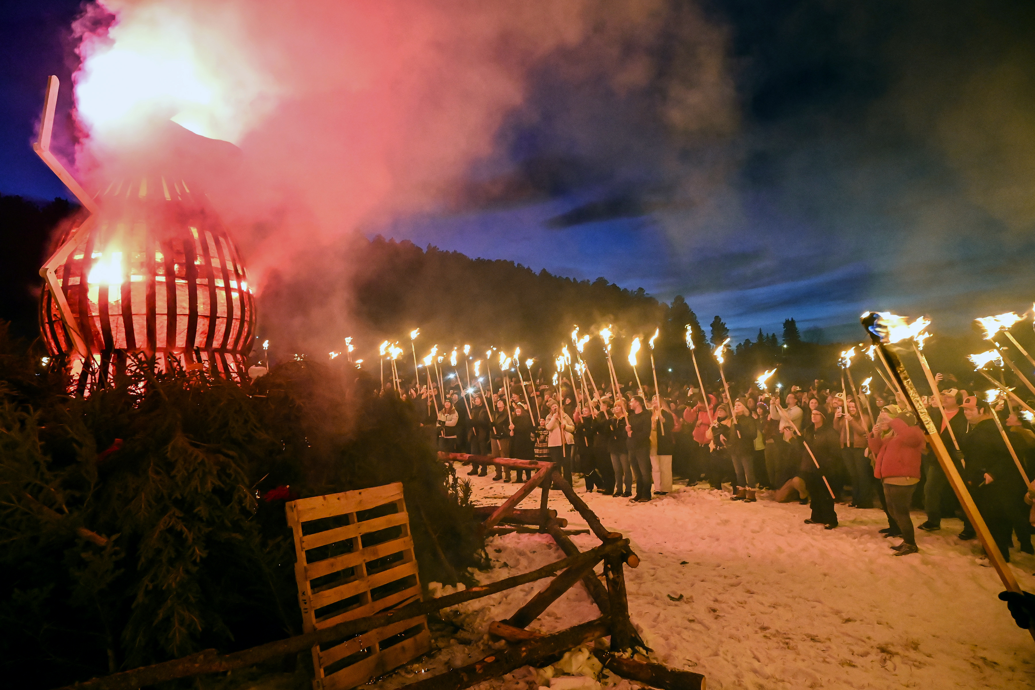 Burn, beetle, burn': South Dakota town torches effigy in