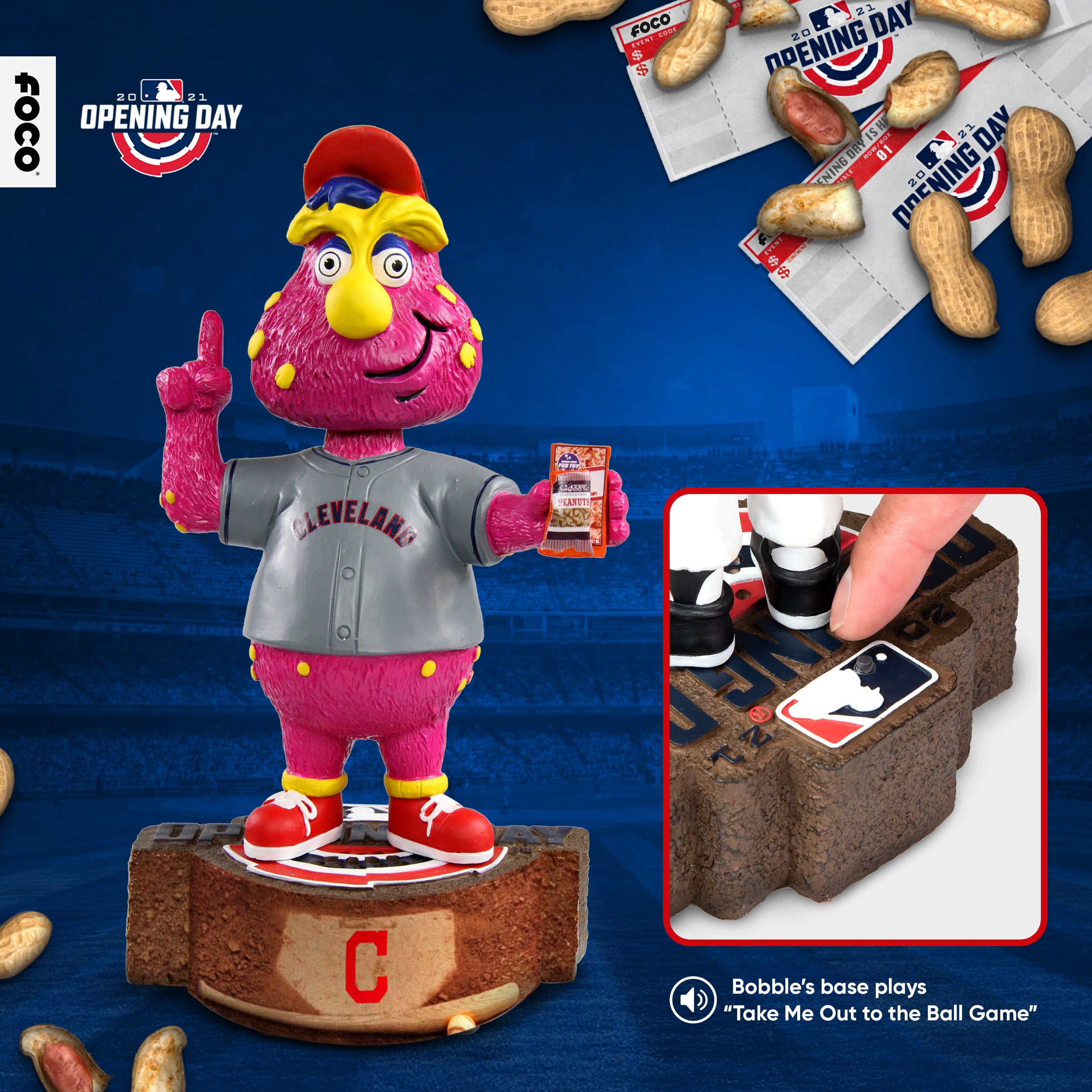 Lot - Cleveland Indians mascot bobble head w/ original box. 7”