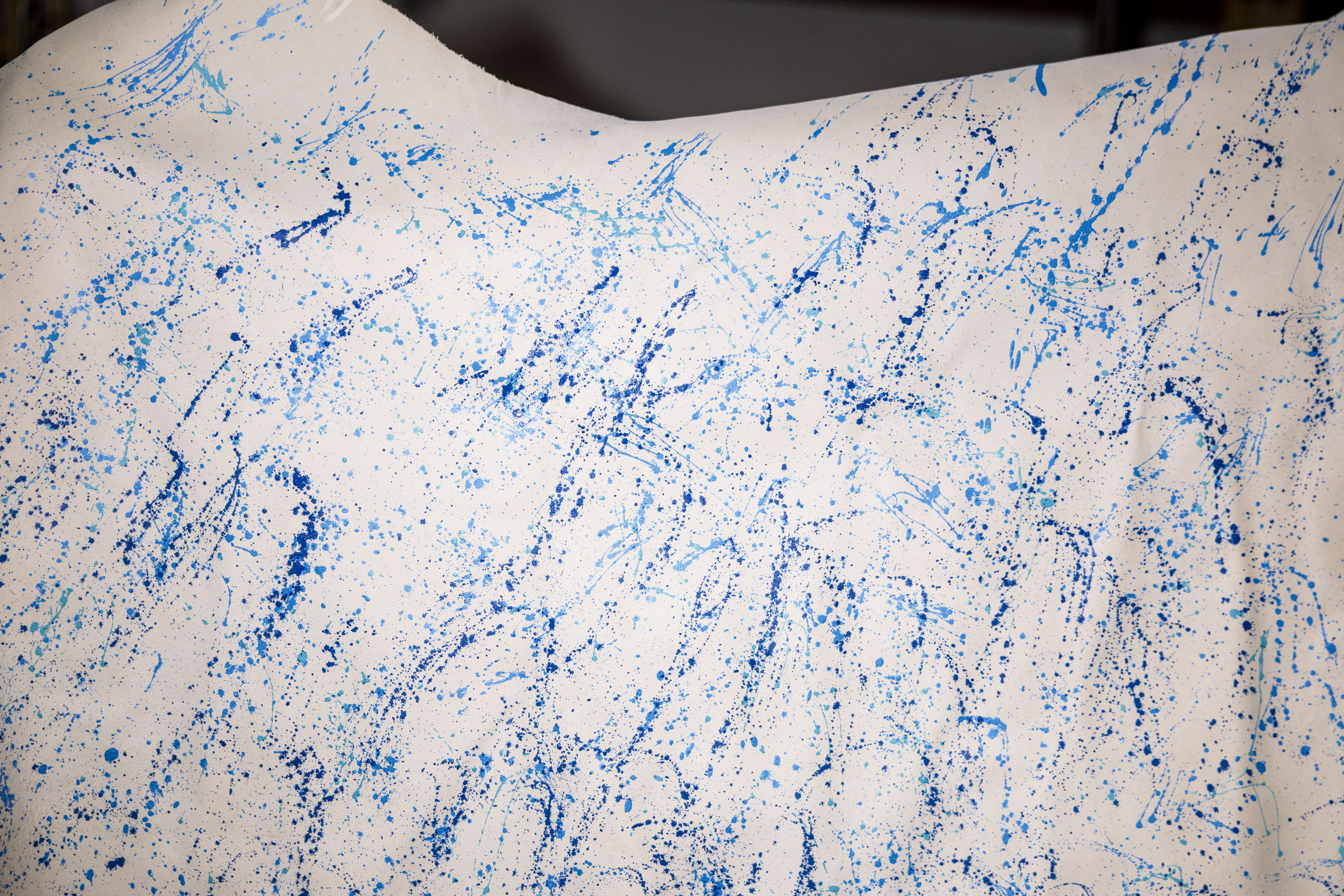 Splattered paint on leather for a custom edition product at Pingree Detroit, 15707 Livernois in Detroit on Monday, Oct. 6 2025.