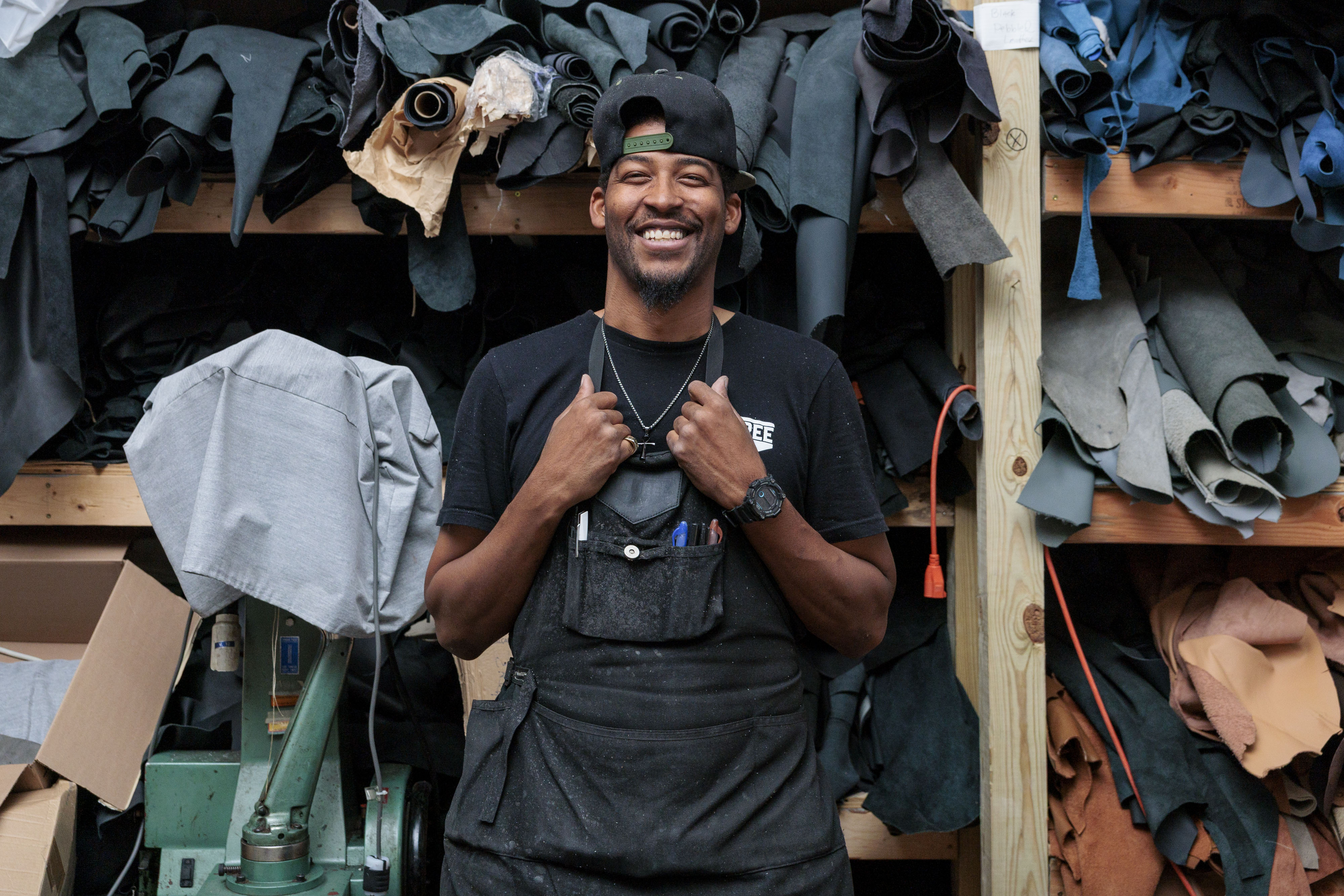 Nathaniel Crawford II, Co-Owner and Vice President of Footwear Operations, poses at Pingree Detroit, 15707 Livernois in Detroit on Monday, Oct. 6 2025.