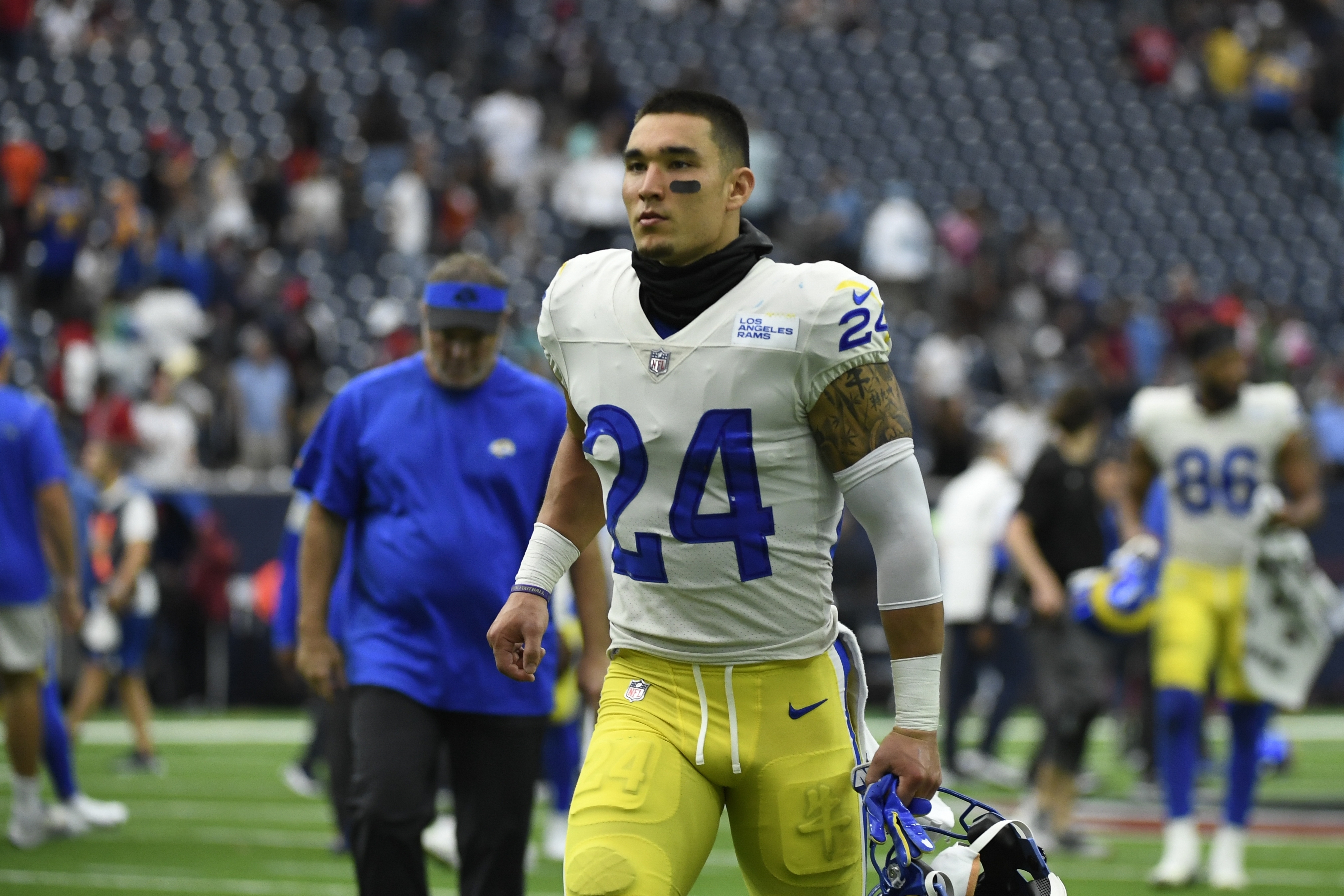 Los Angeles Rams safety Taylor Rapp (24) plays during an NFL