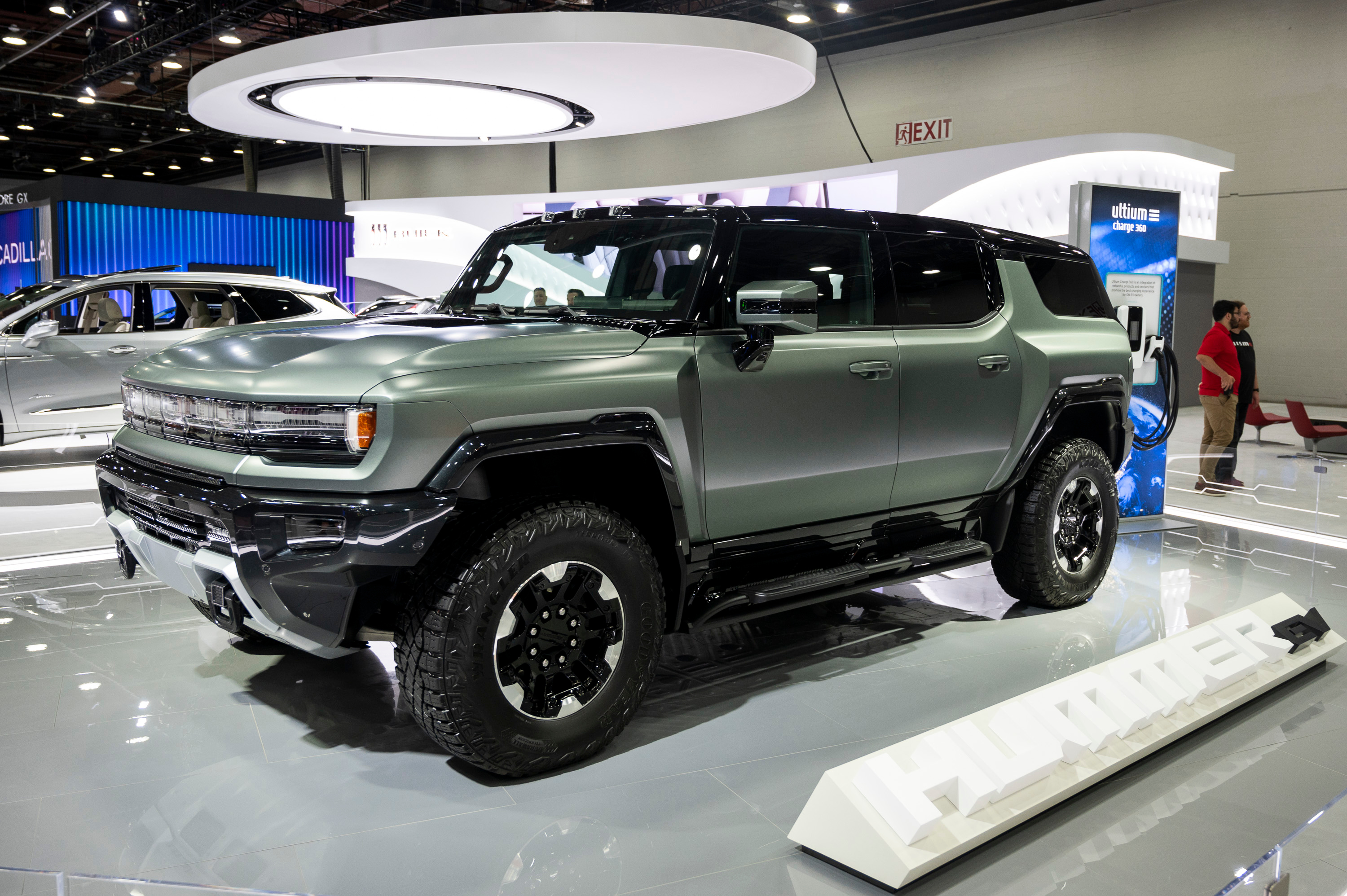 A Hummer EV on display during the 2022 North American International Auto Show at Huntington Place in Detroit on Wednesday, Sept. 14 2022.