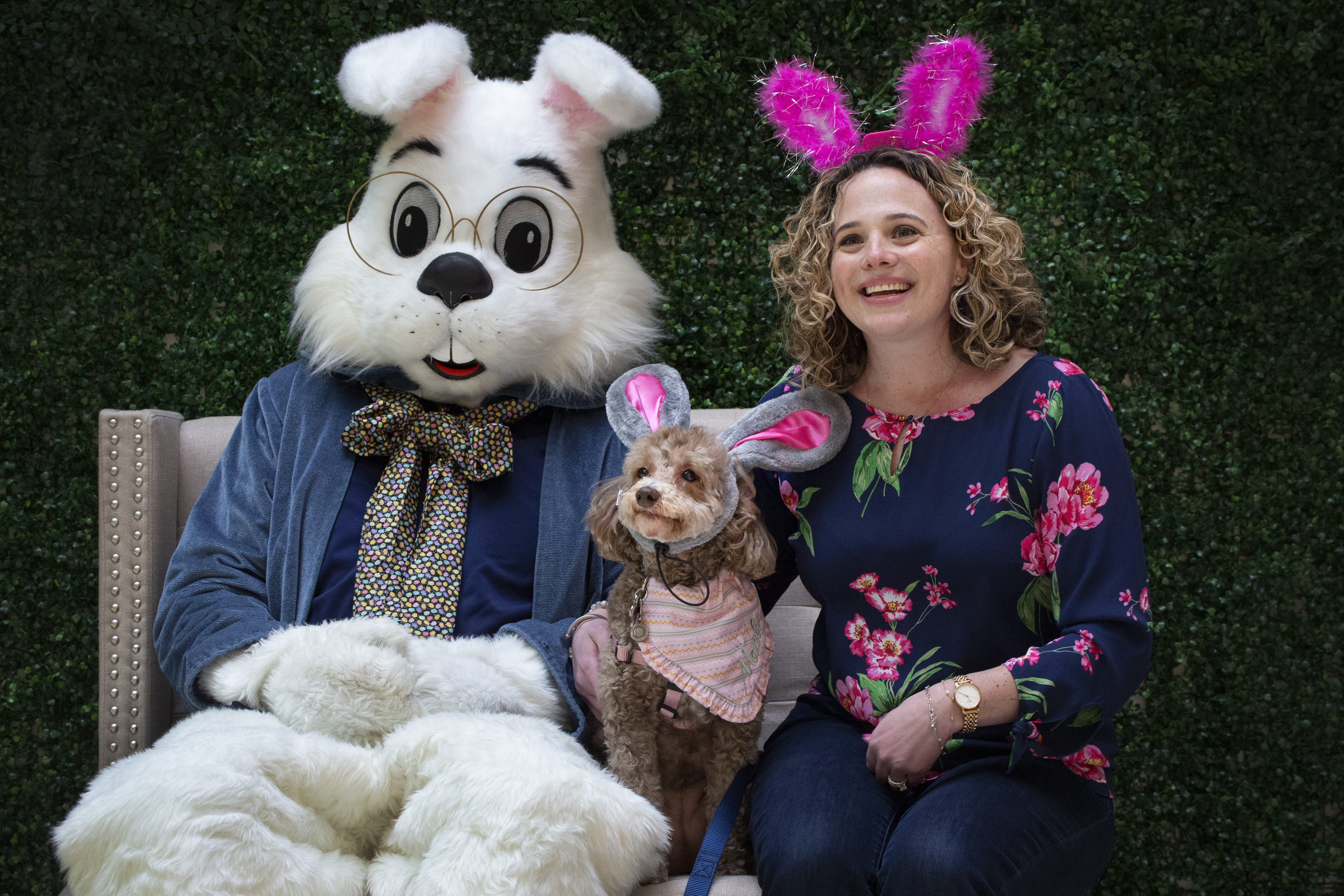 Pups get their own photo opp with the Easter Bunny at . mall 