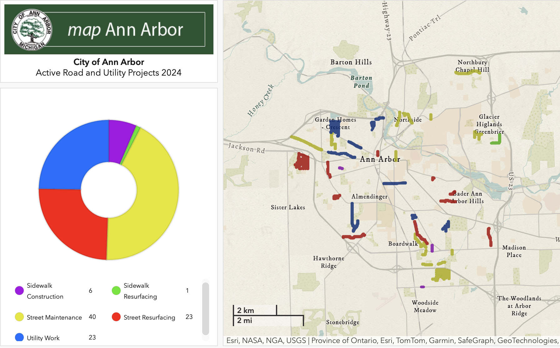 City Street Map Ann Arbor MI