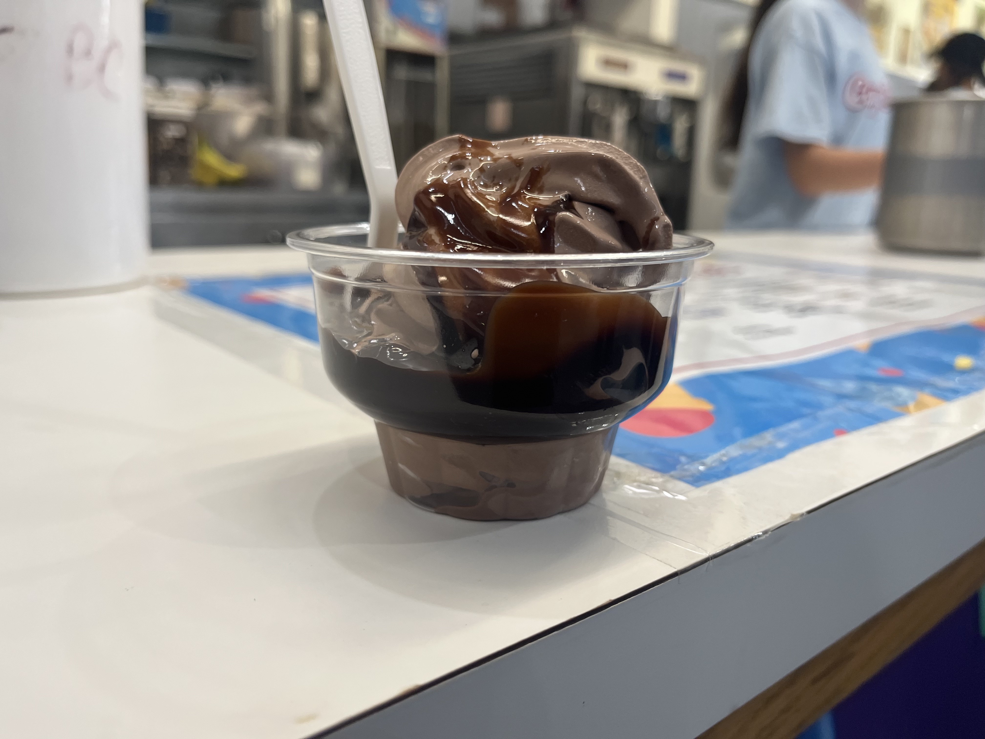 A chocolate sundae from Cappy Cones inside the Dairy Building at the 2023 NYS Fair.