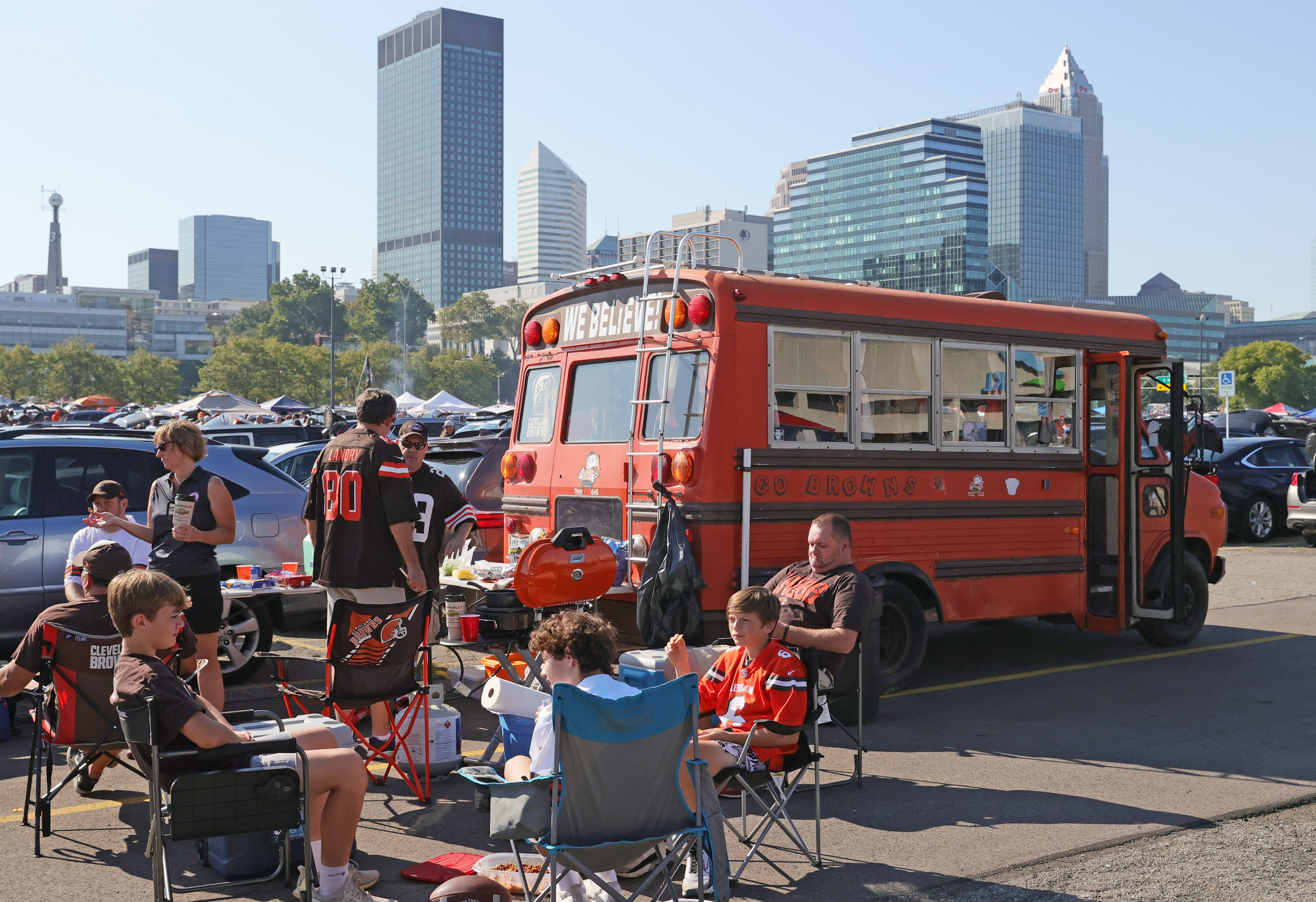 Cleveland Browns fans Tailgate at the Burke Lakefront lot, September 19,  2021 