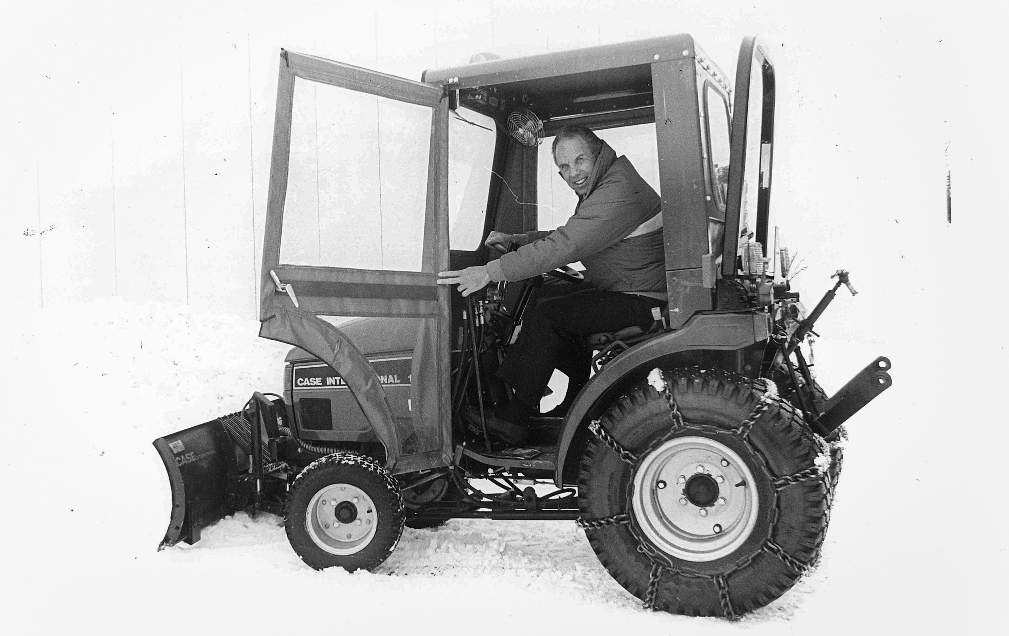 Cazenovia College President Stephen M. Schneeweiss was among staff members at the college who used plows to help the campus dig out from the Blizzard of '93. The March 13-14 storm dumped more than 3 feet of snow on the campus and forced the college to cancel classes March 15.