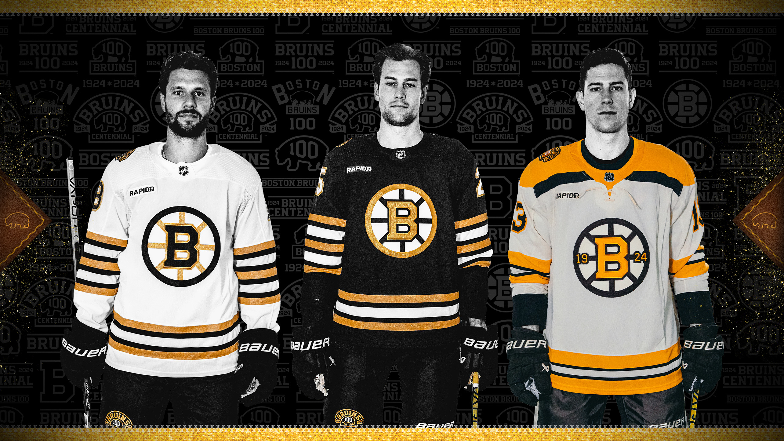 NHL Boston Bruins 2023-2024 Centennial Away Kits 3D Printed T-Shirt - The  Clothes You'll Ever Need