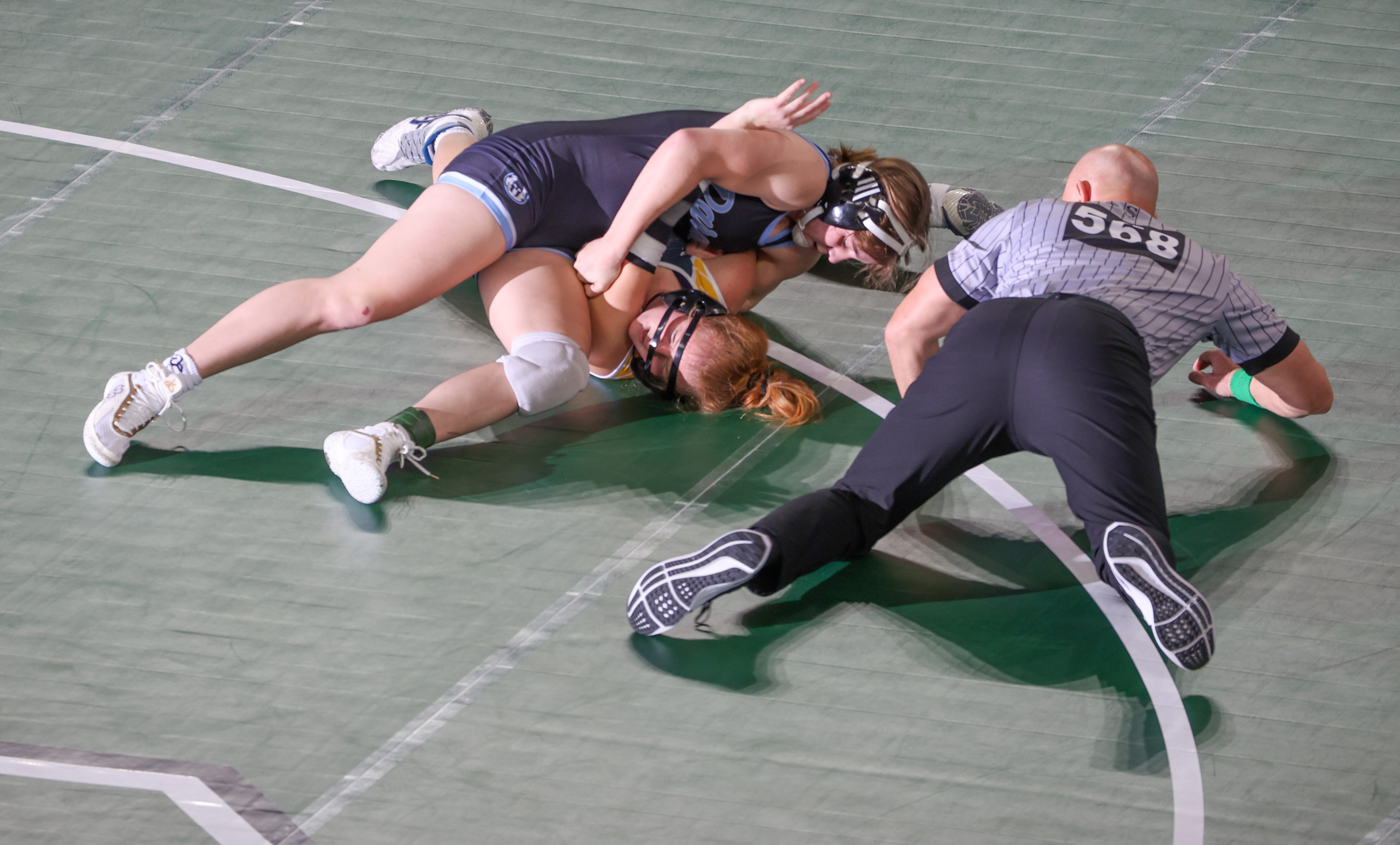 Sonia Balwas of Paramus pins Alexandria Graffius of Holy Spirit to advance in a 138-pound preliminary bout at the 2024 NJSIAA State Wrestling Championships, Thursday, Feb. 29, 2024 at Boardwalk Hall in Atlantic City, N.J. 