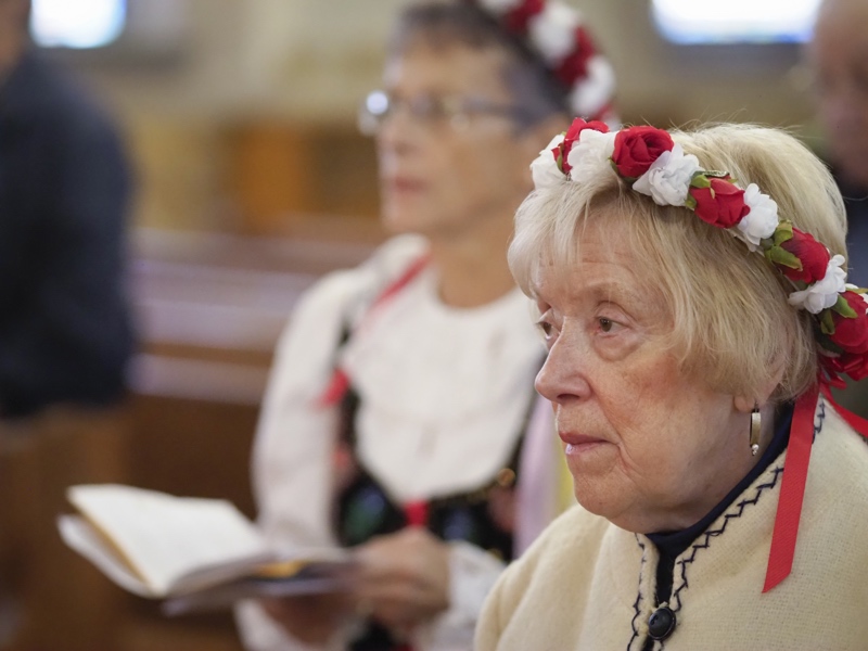 Charlene Zagrodnik of Florence looks on in prayer as General Casimir Pulaski was honored during the Polish-American Heritage Holy Mass celebrated on October 10, 2022, at St. Valentine Polish National Catholic Church in Northampton.