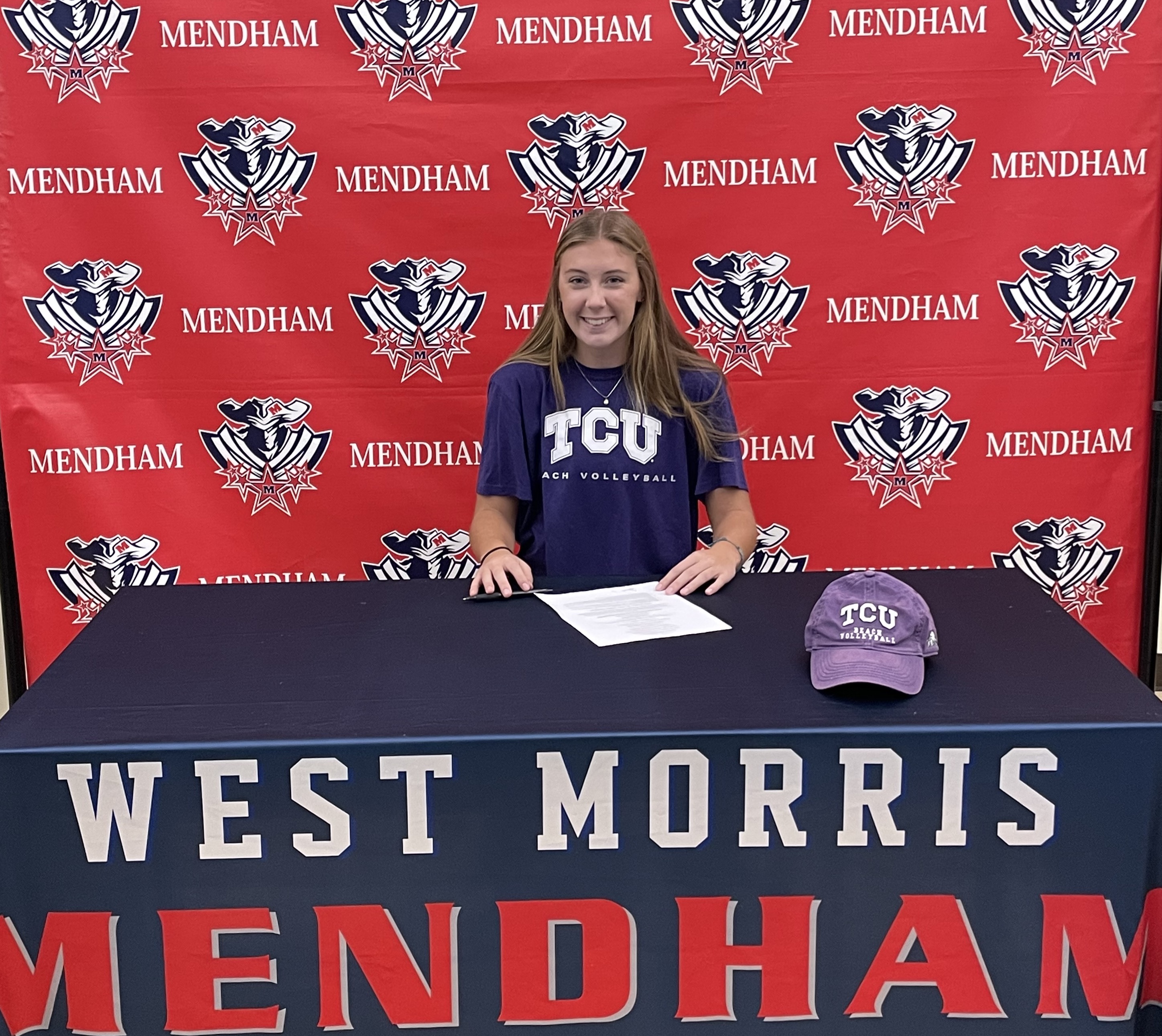 Sarah Wilcock of Mendham signs her National Letter of Intent to play beach volleyball at TCU.