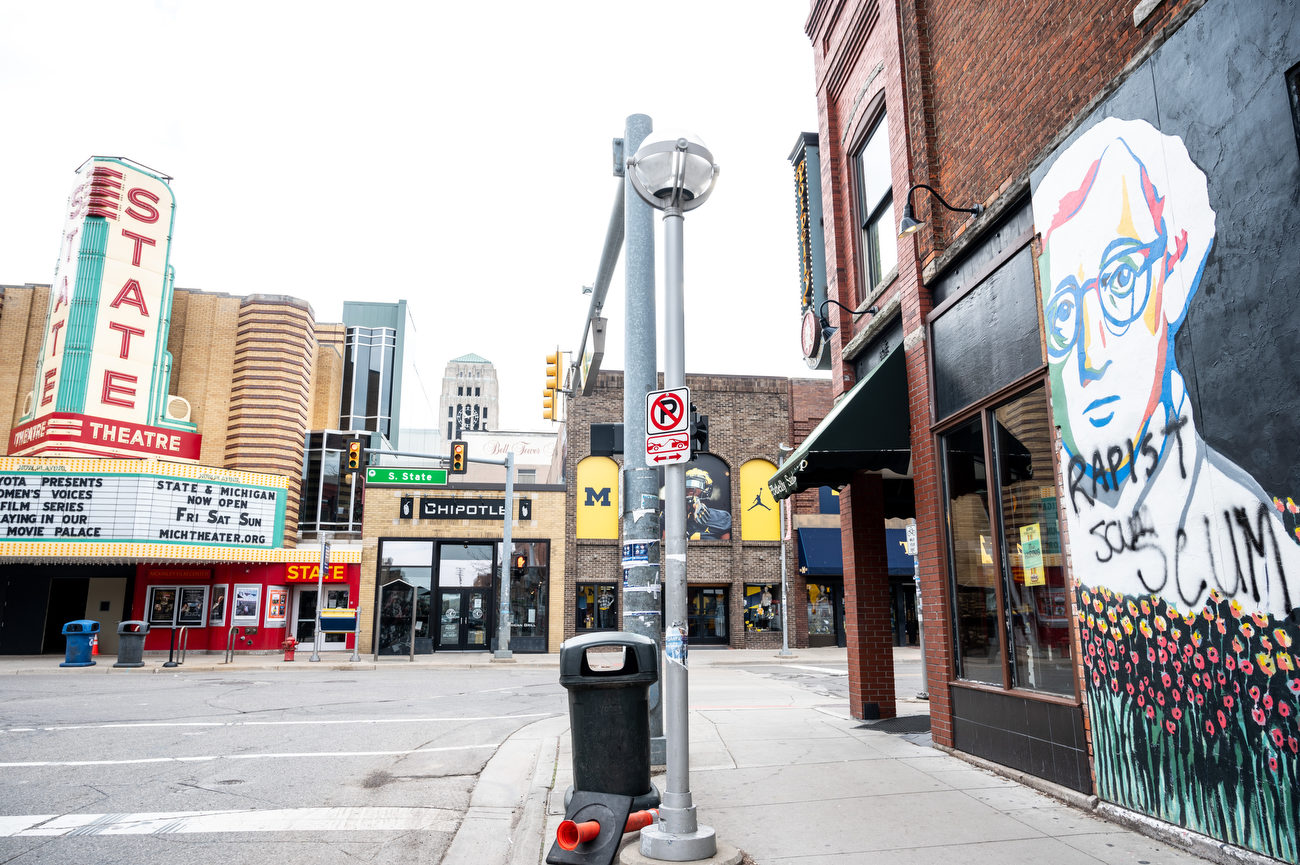 Mural featuring Woody Allen defaced again in Ann Arbor