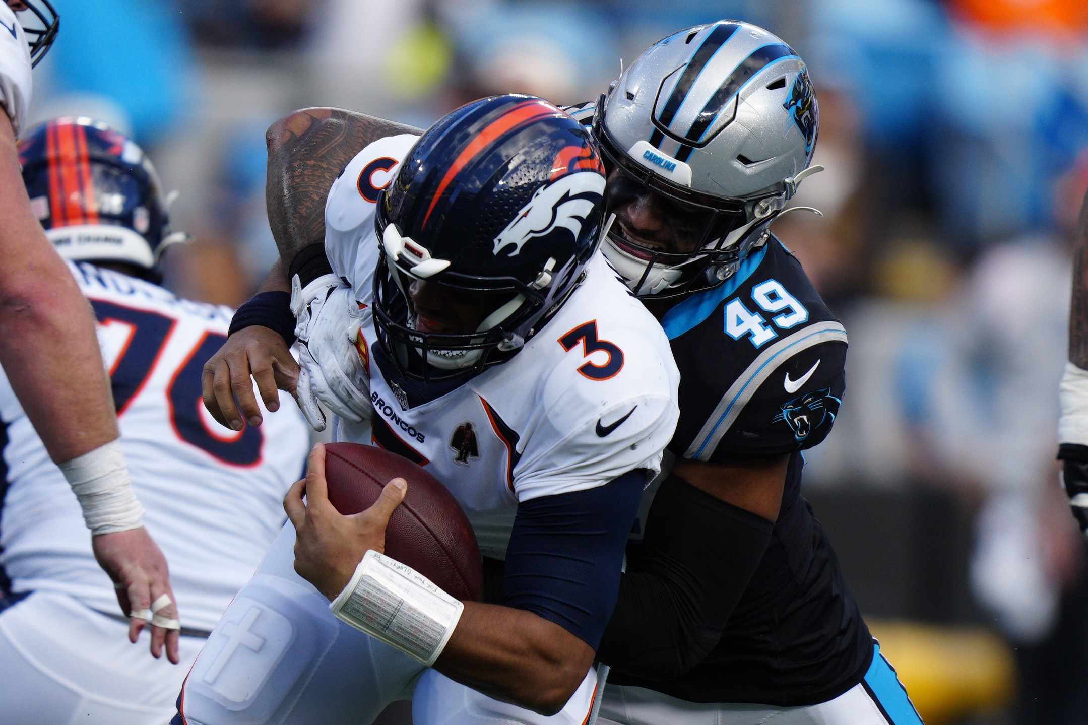 Carolina Panthers linebacker Frankie Luvu during a NFL preseason