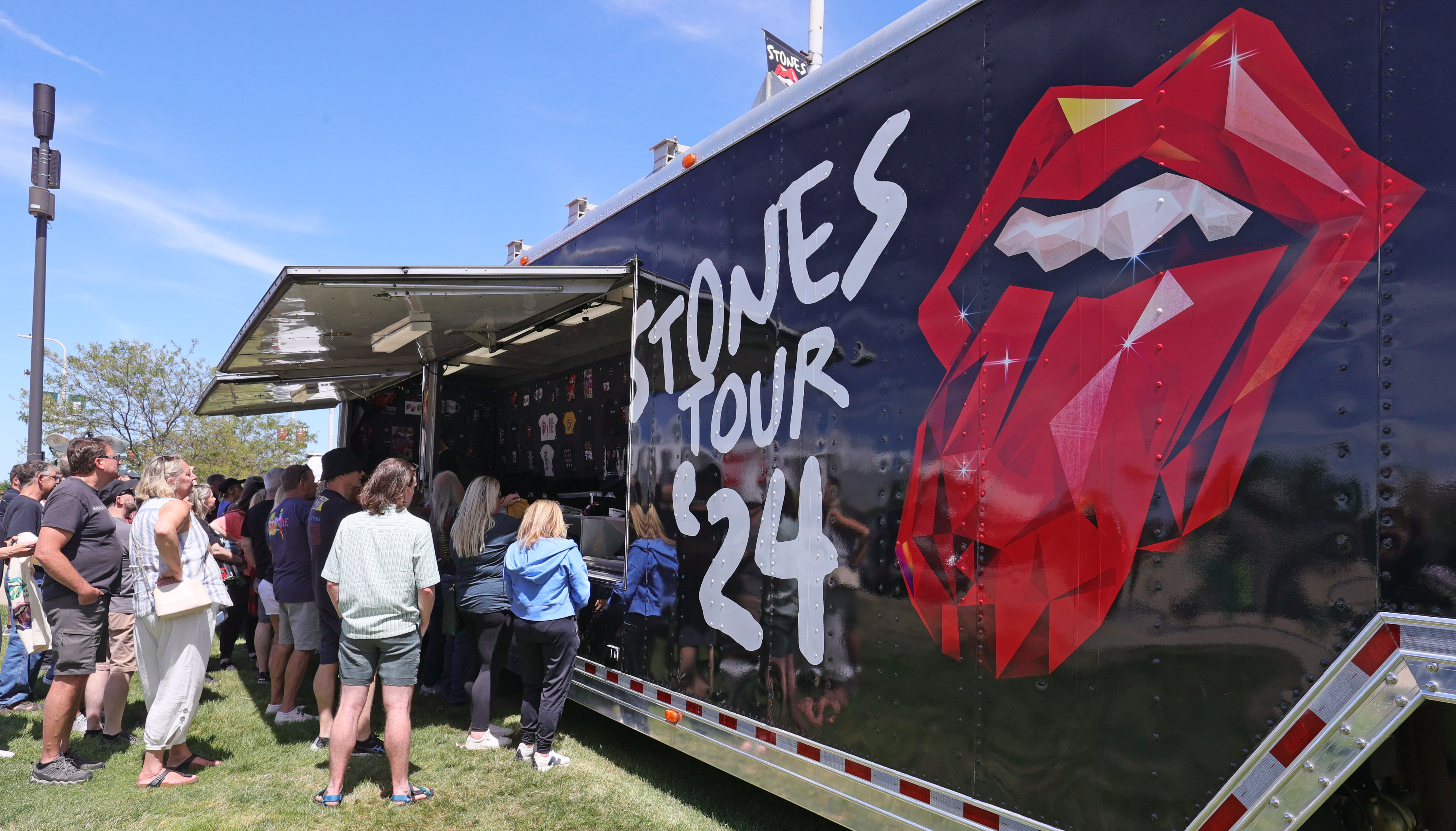 Rolling Stones fans gather early before the concert at Cleveland Browns
