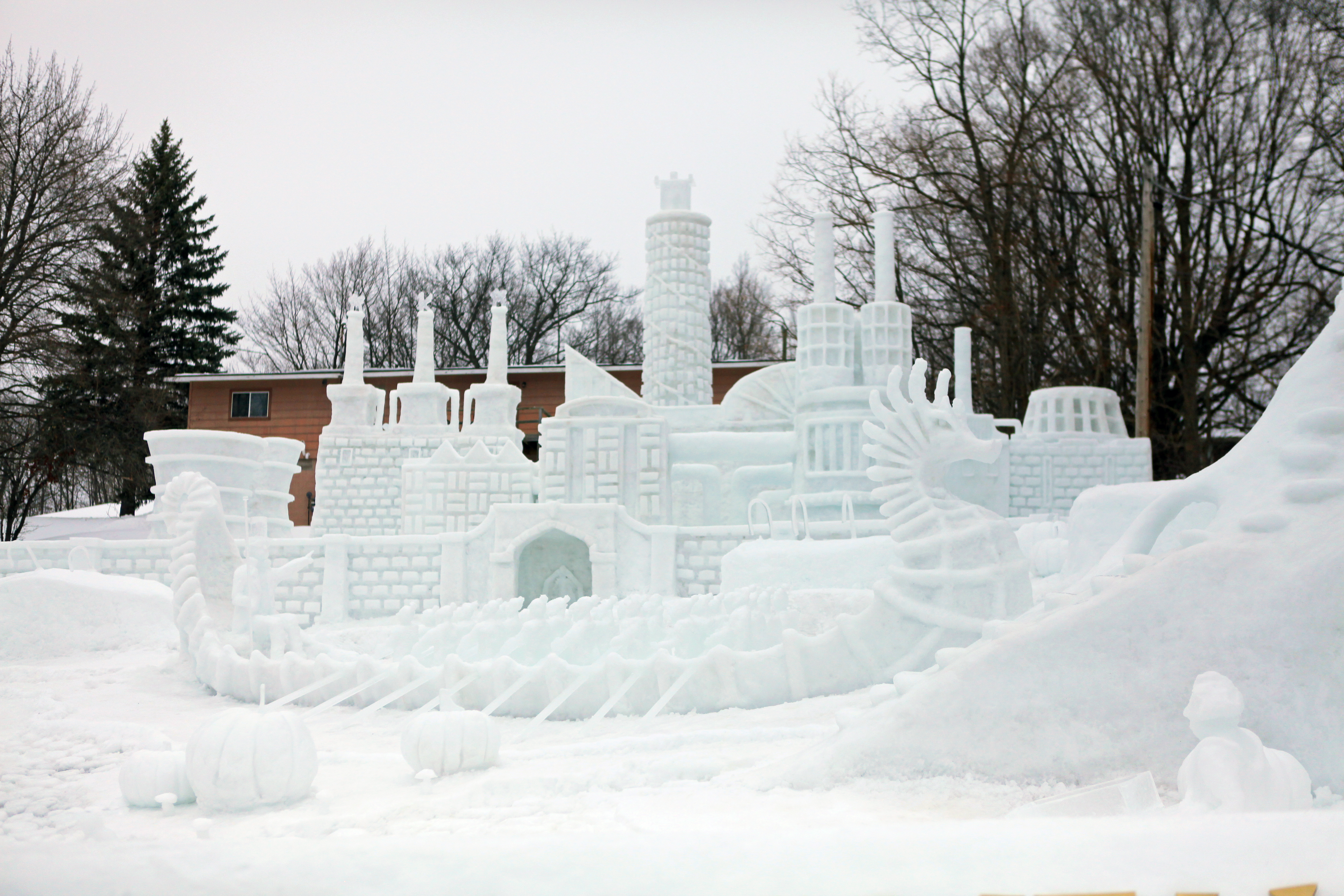Giant snow sculptures fit for a kingdom to spin winter into 'pure