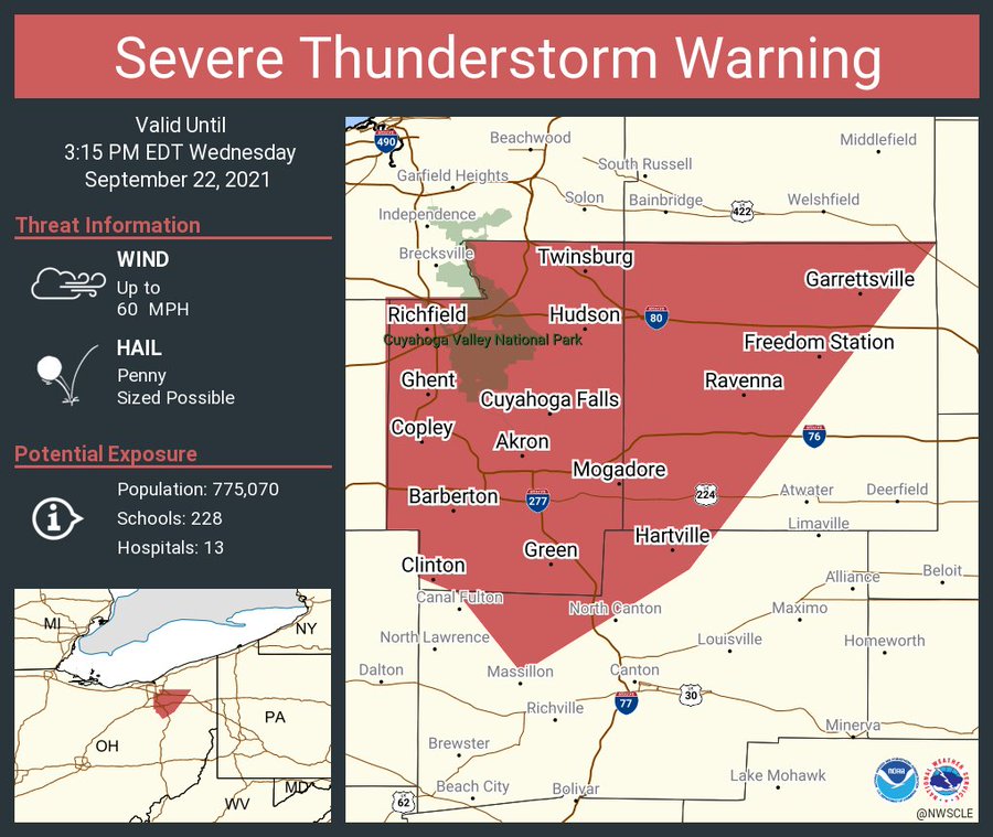 National Weather Service issues severe thunderstorm warning