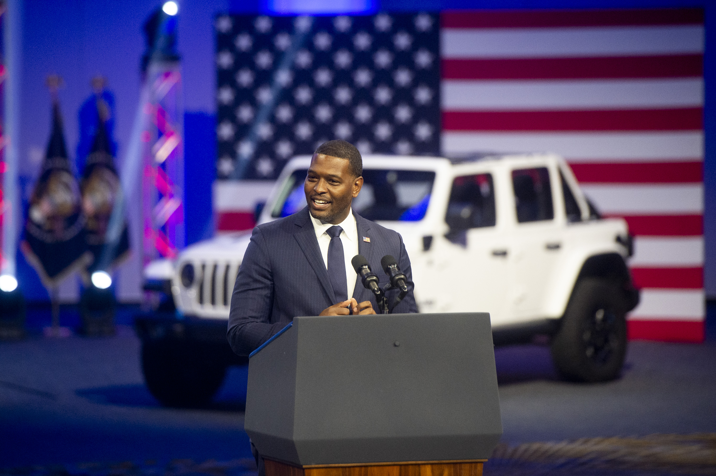U.S. EPA Administrator Michael S. Regan speaks during the 2022 North American International Auto Show at Huntington Place in Detroit on Wednesday, Sept. 14 2022.