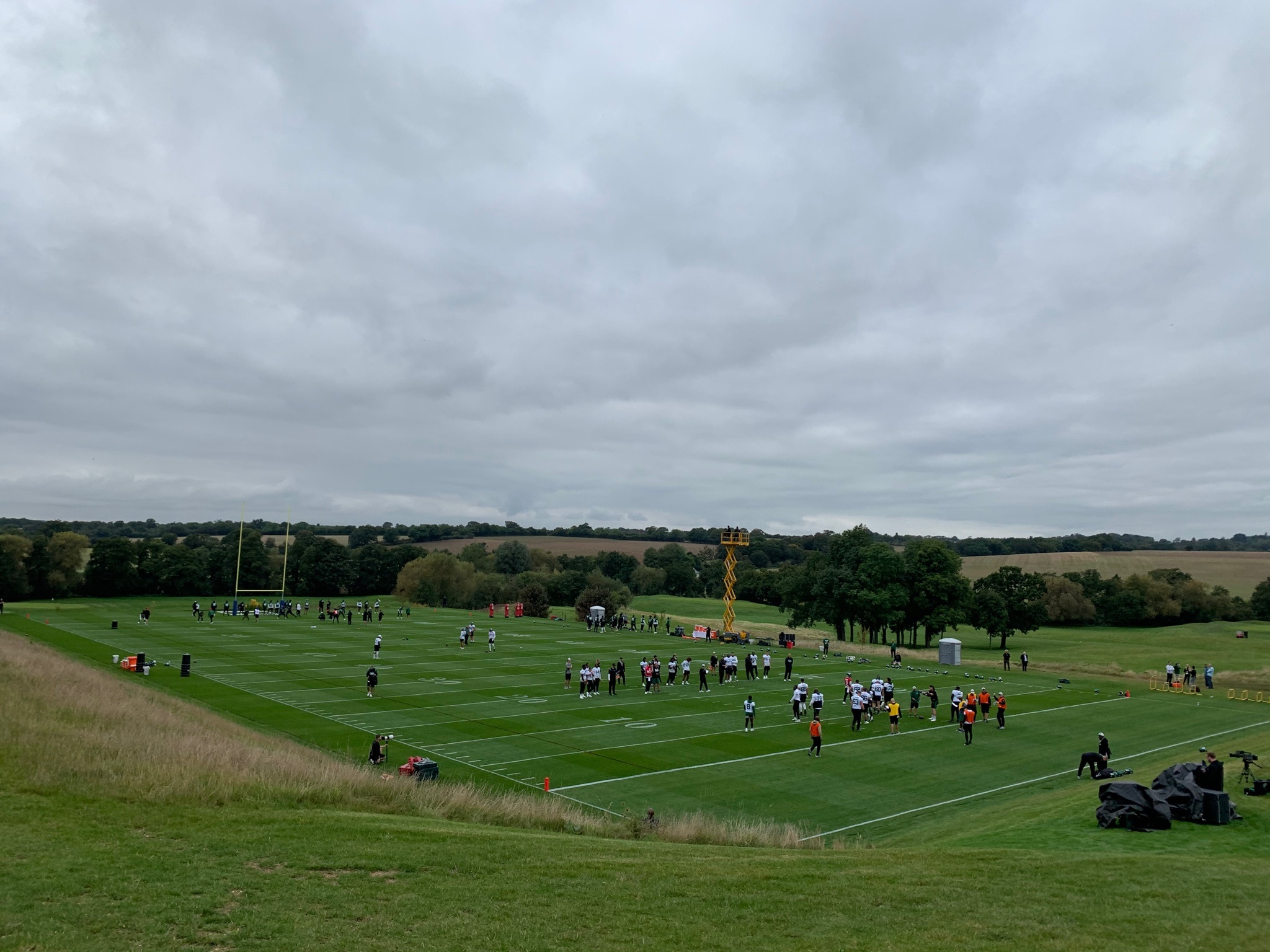 New York Jets' head coach Robert Saleh gives a press conference before an  NFL practice session at Hanbury Manor Marriott Hotel and Country Club near  the town of Ware, in south east