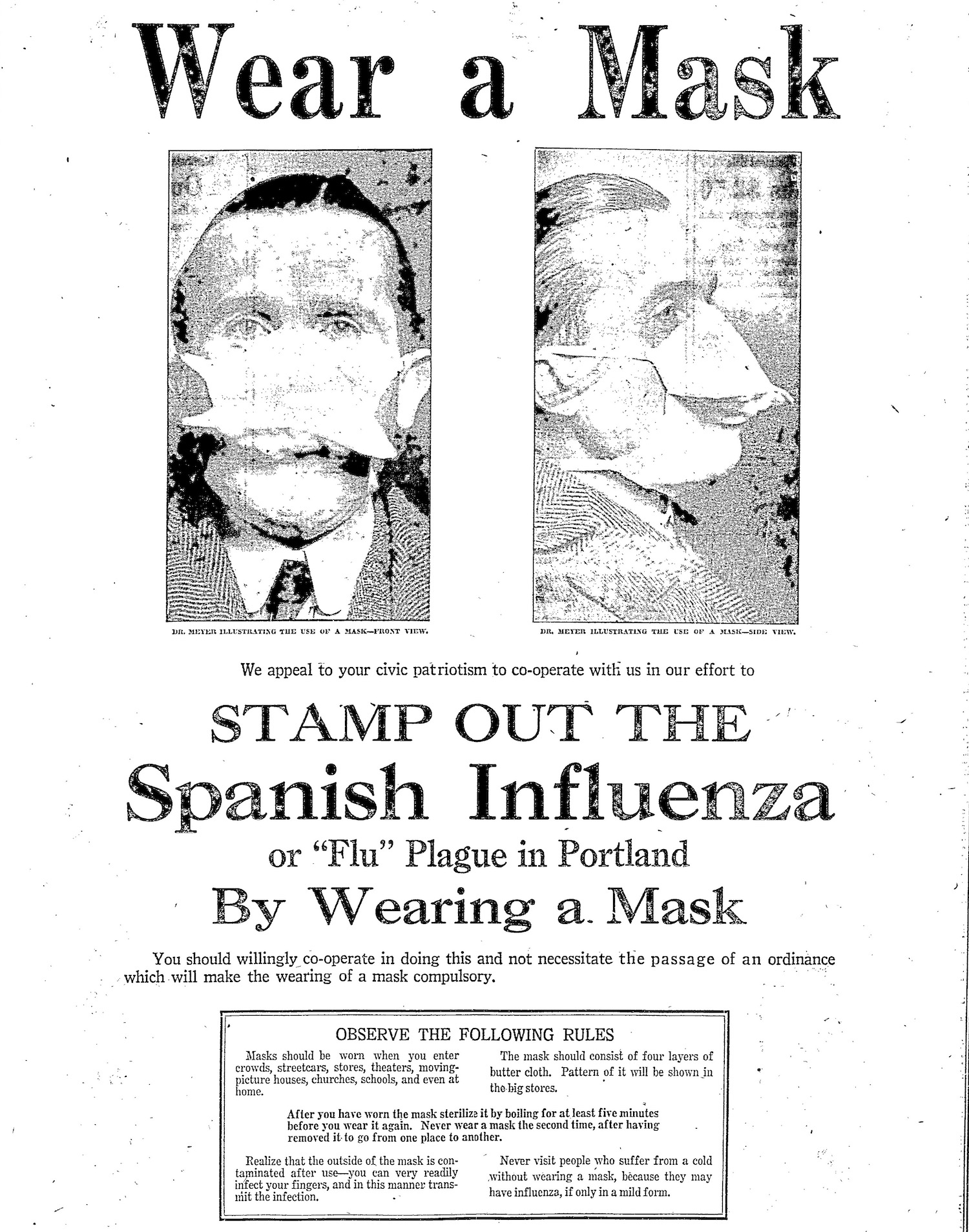 Sociologi passager behagelig Compulsory mask-wearing in Pacific Northwest caused spirited debate -- and  a jury trial -- during 1918-19 flu pandemic - oregonlive.com