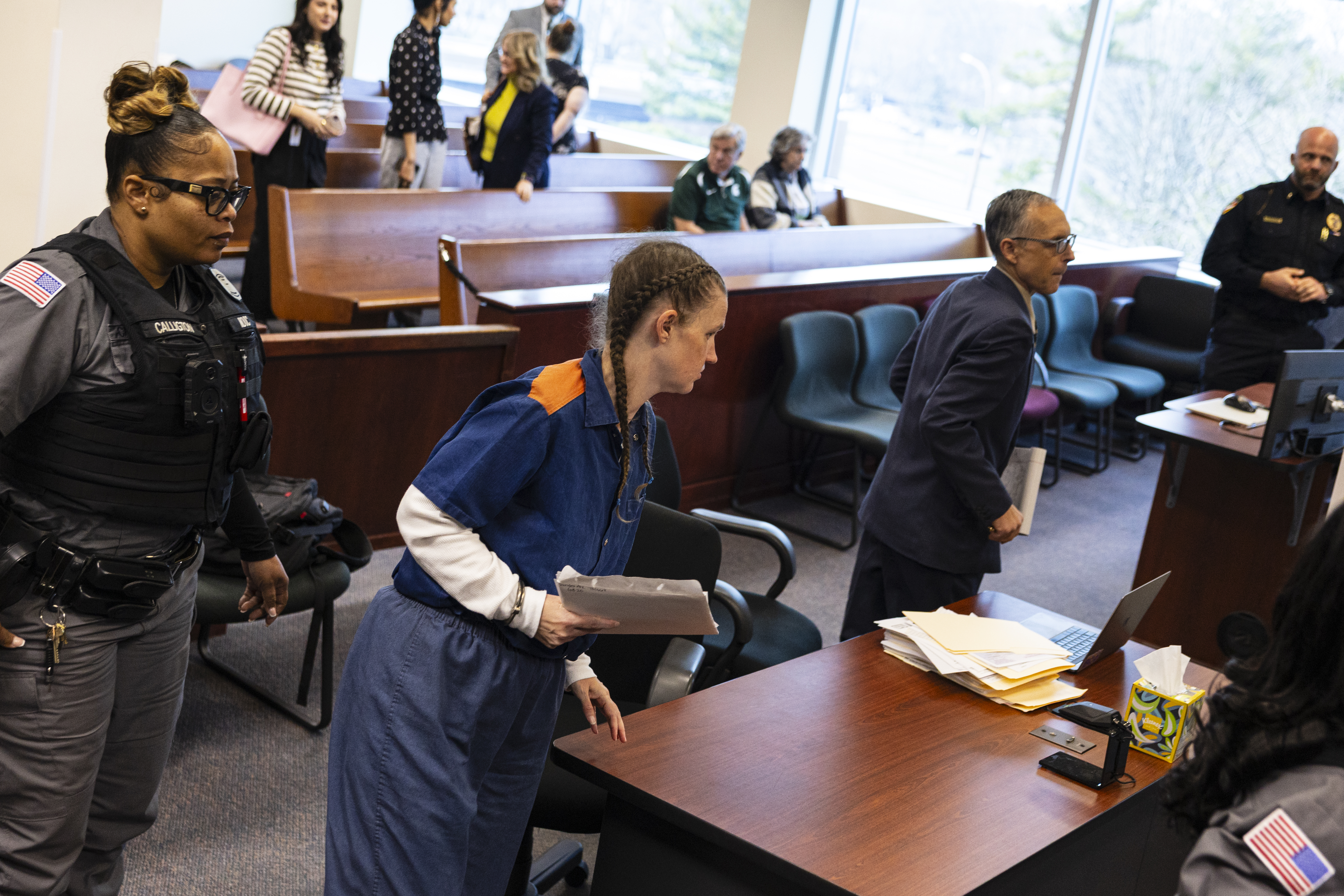 Shanda Vander Ark, the mother convicted of torturing her 15-year-old son to death, appears in court for a Ginther hearing seeking a new trial at Muskegon County Circuit Court in Muskegon, Mich. on Friday, March 20, 2026. Vander Ark’s defense claims she was in a “catatonic state” throughout her trial that featured disturbing testimony of how she inflicted cruel punishments on her son, Timothy Ferguson, leading to the boy’s death. She is currently serving life in prison without parole.
