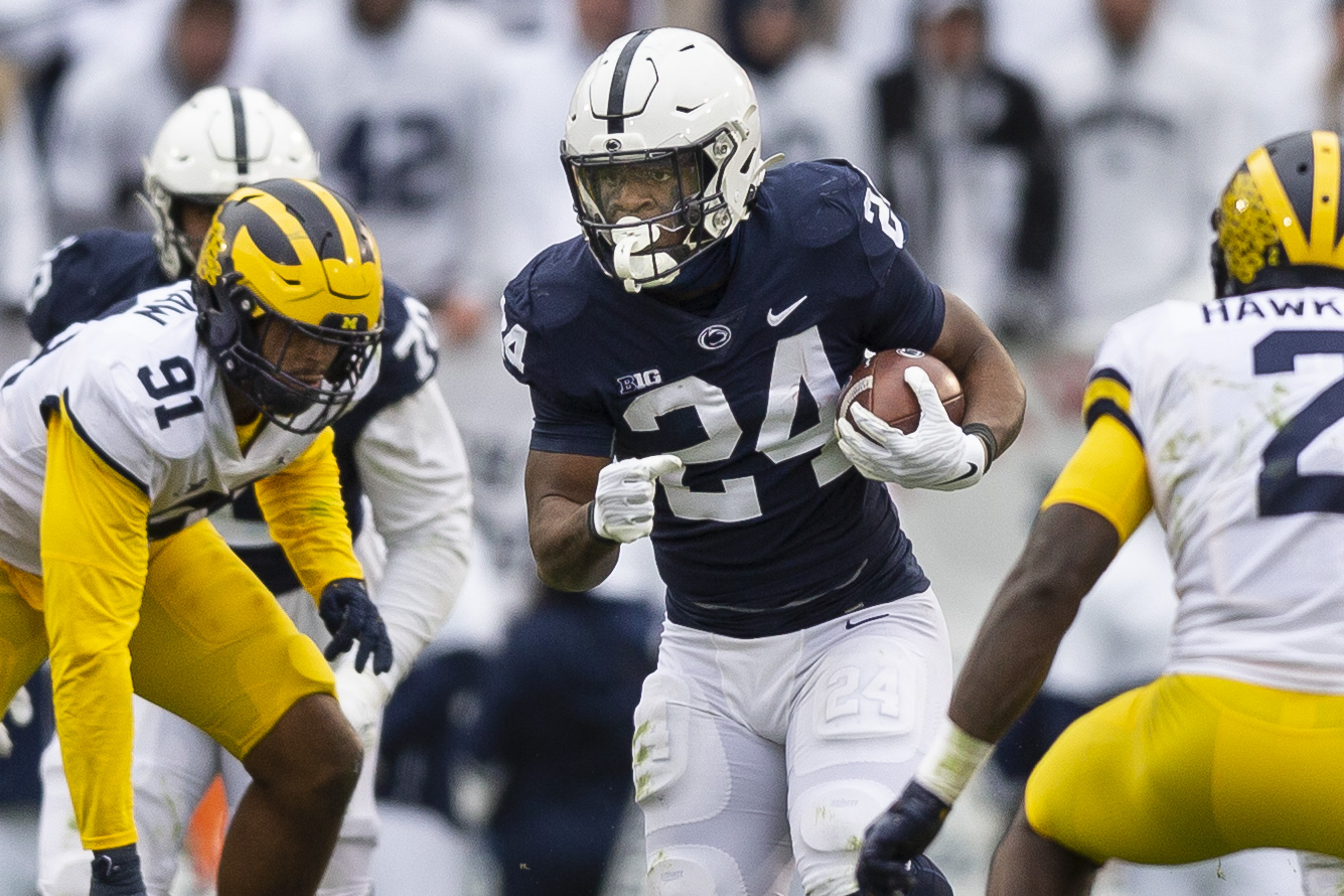 East running back Isaih Pacheco, of Rutgers, (1) smiles during the