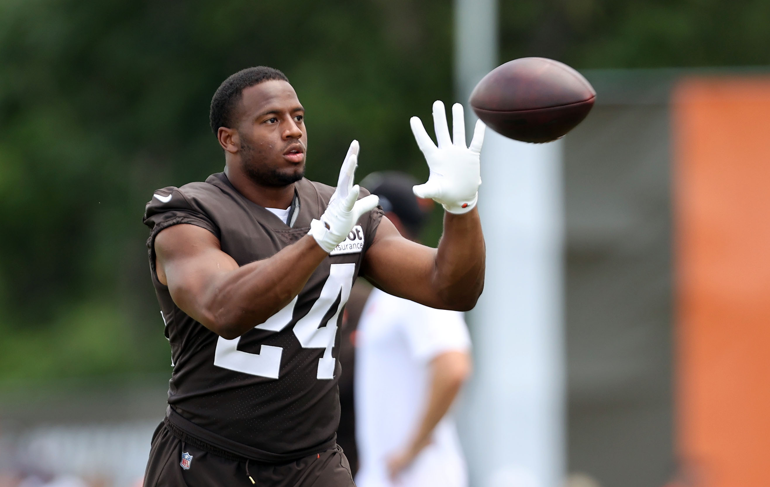 James Hudson III of the Cleveland Browns waits for the snap during