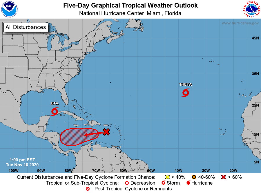 Tropical Storm Eta track update: A big path shift east; tropical storm  warnings issued for Florida's west coast 